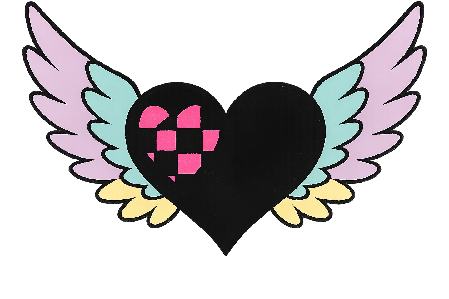 emo heart with pastel wings, remove background emoji