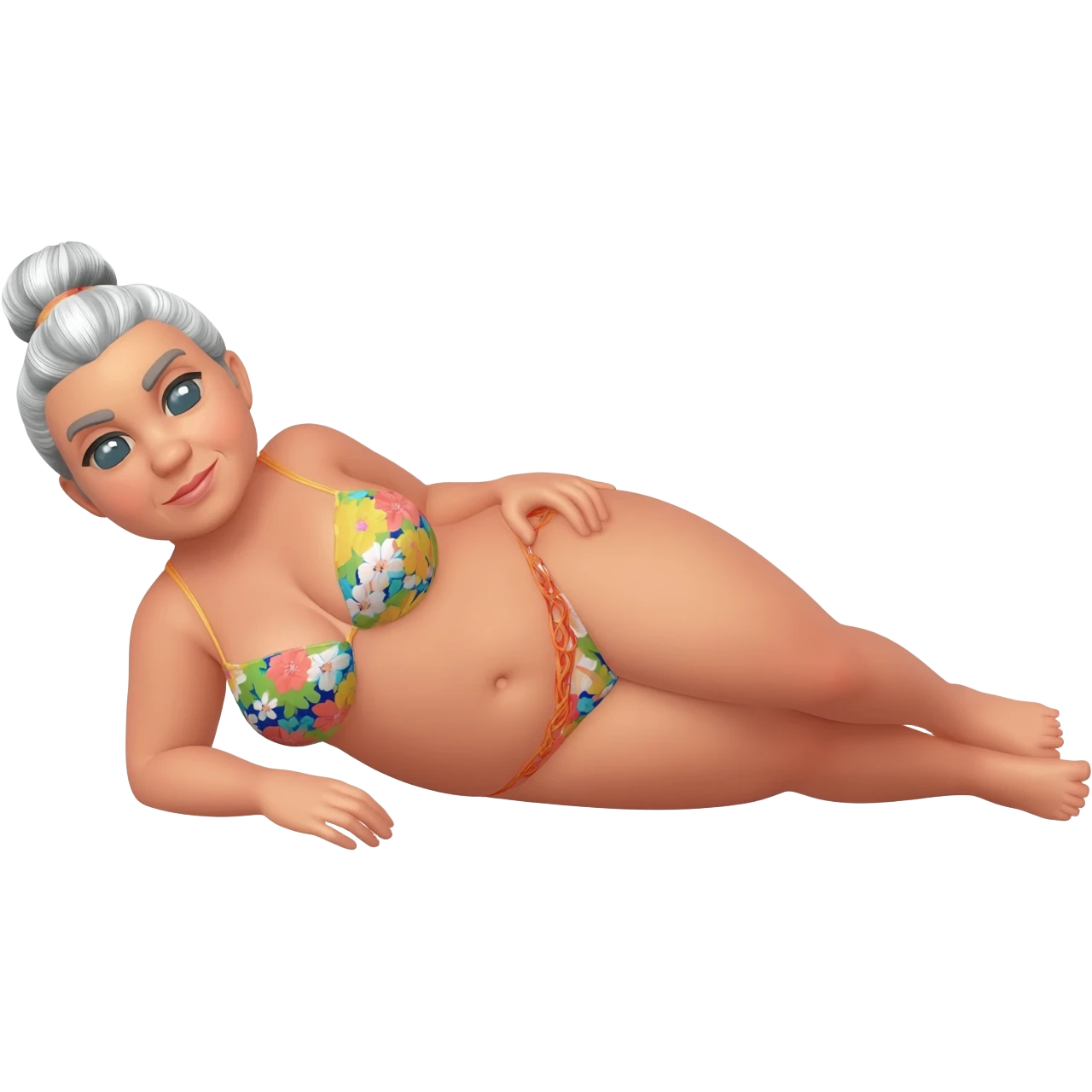 oiled up curvy granny bikini full body laying on side emoji