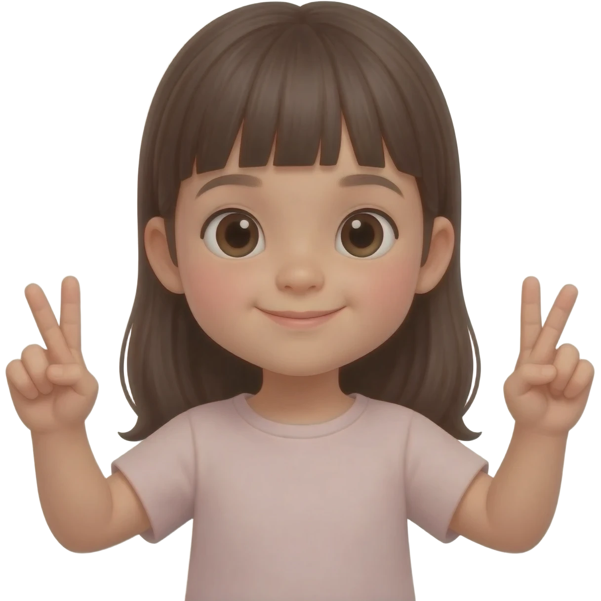 Hola me puedes crear un emoji de una niña haciendo con los dos dedos de las dos manos una tacha uniendo un dedo encima del otro emoji
