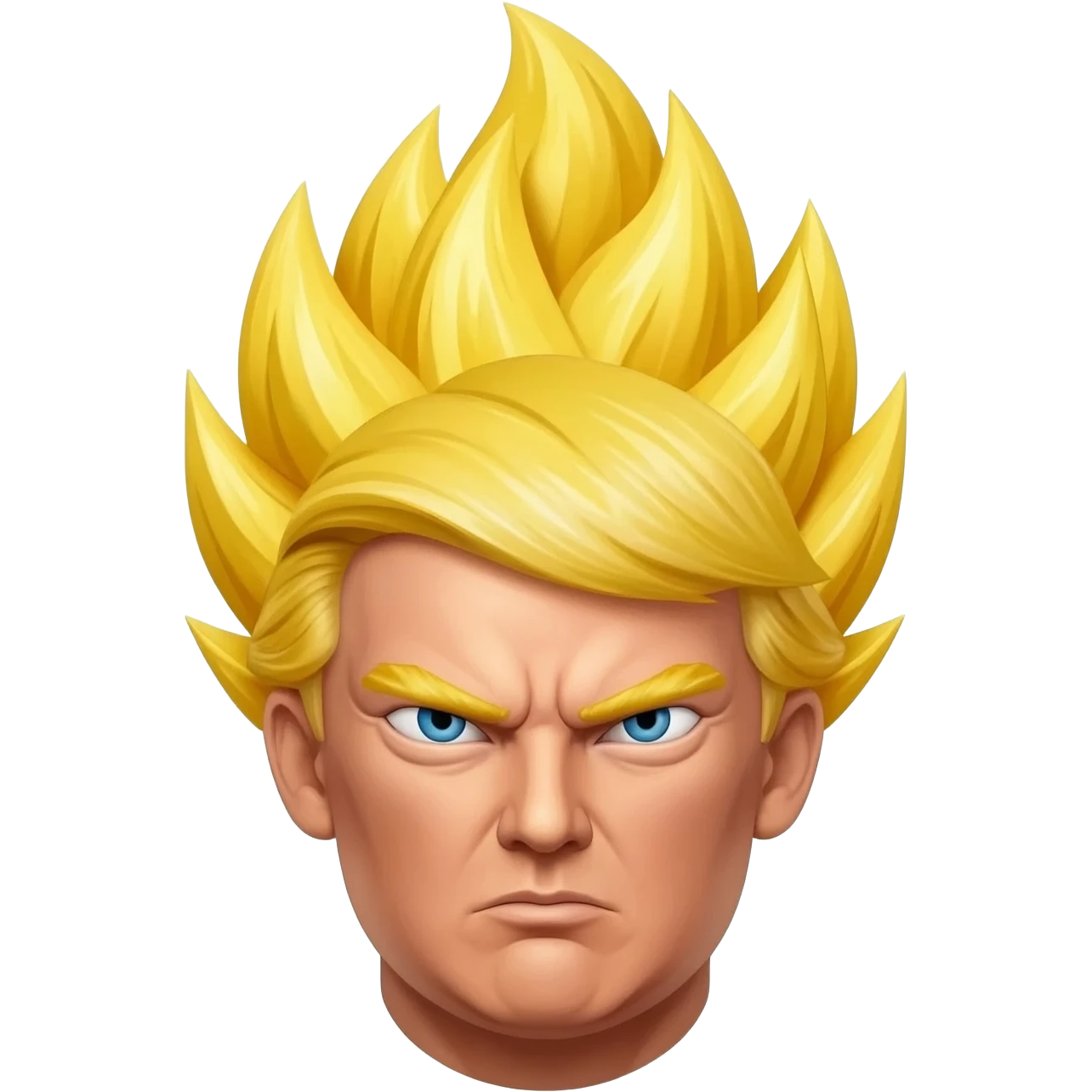 President Donald Trump powering up to go "super sian" emoji