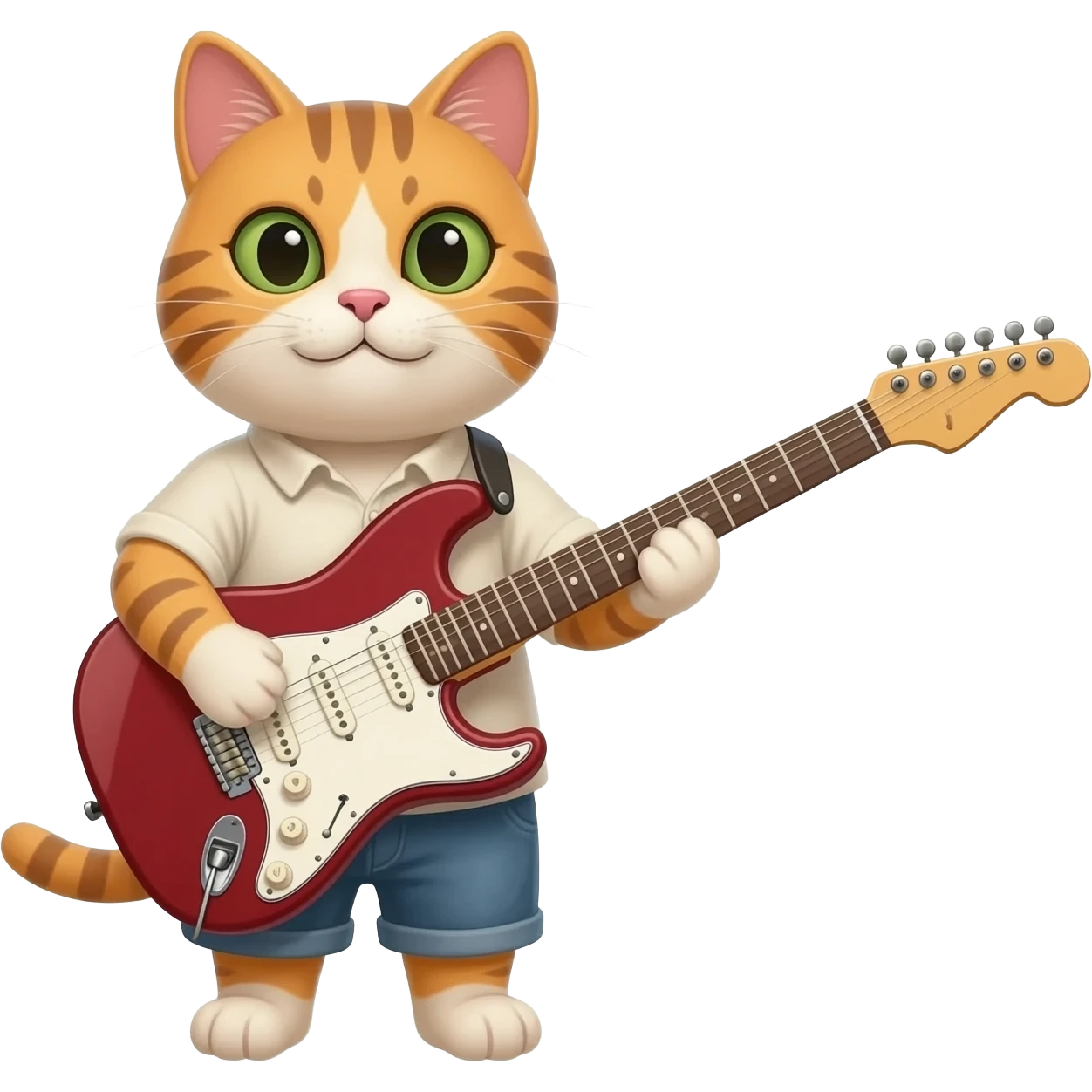 Un gato con una guitarra de rokero emoji