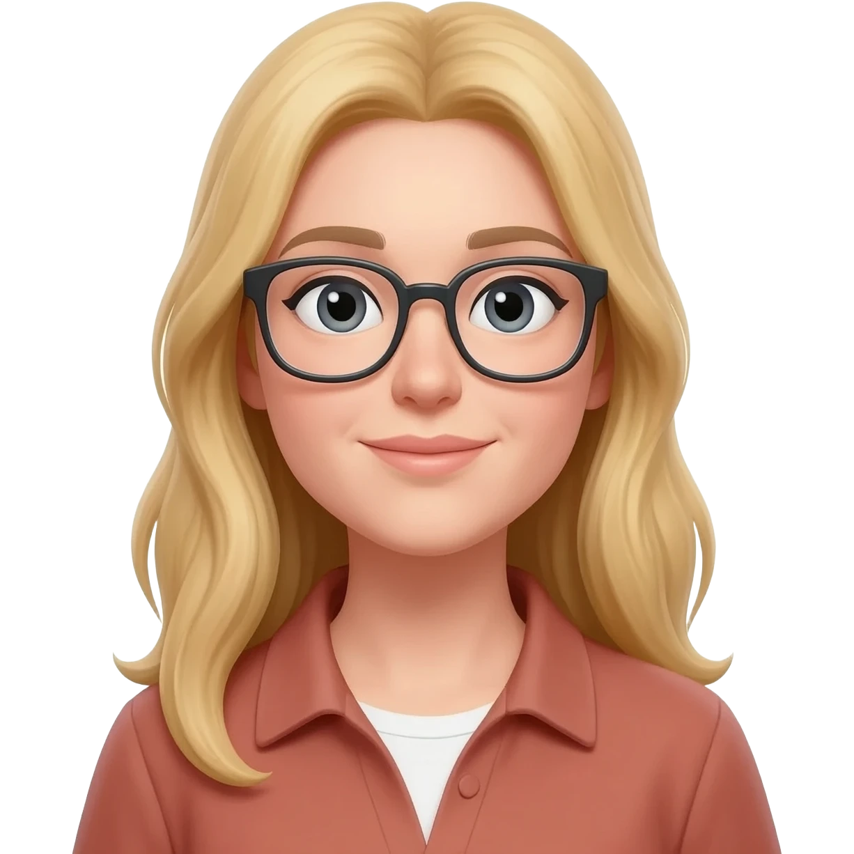 32 year old female with long blonde hair and glasses emoji