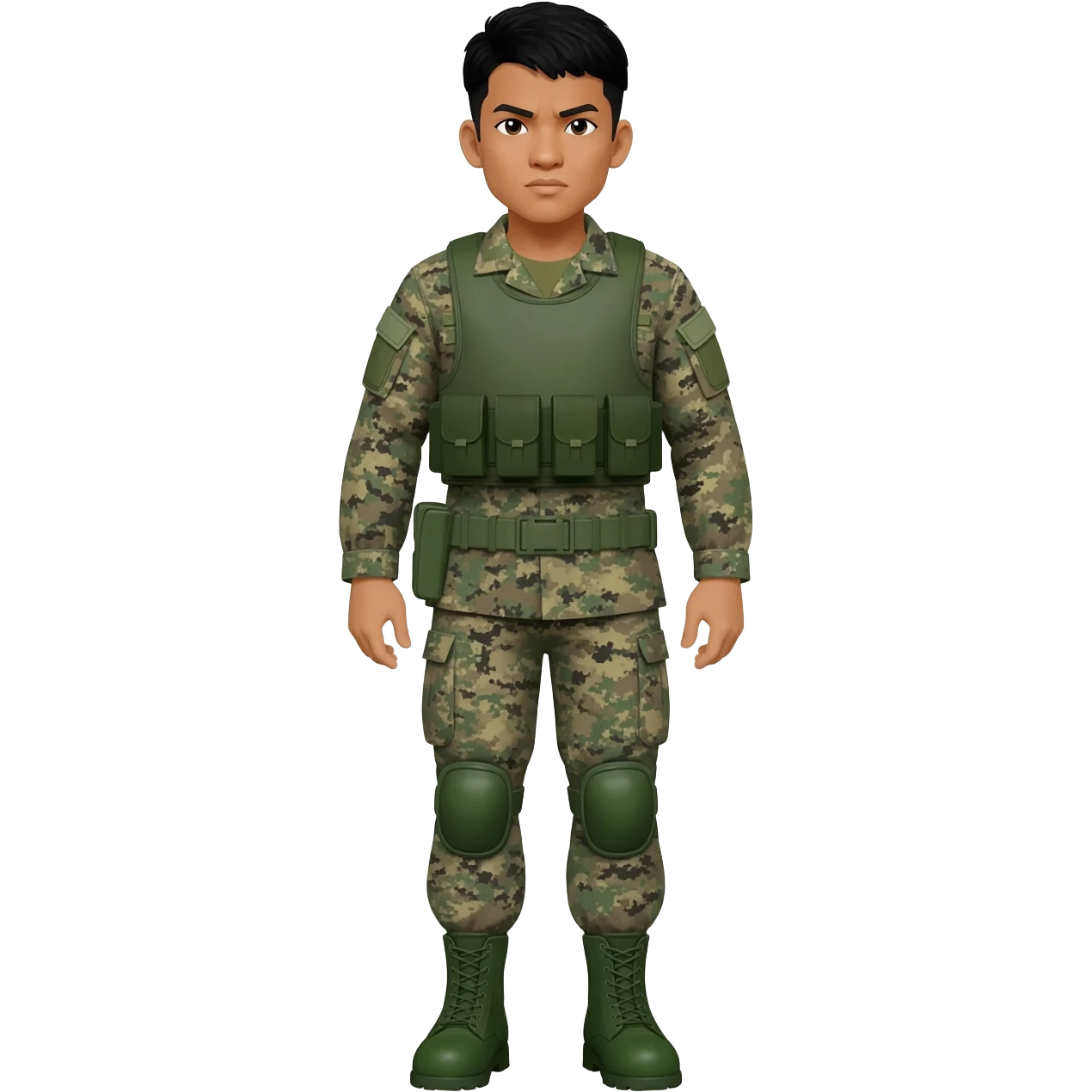 Filipino soldier bdu camo with green combat boots no plate carrier and no belt no knee pads emoji
