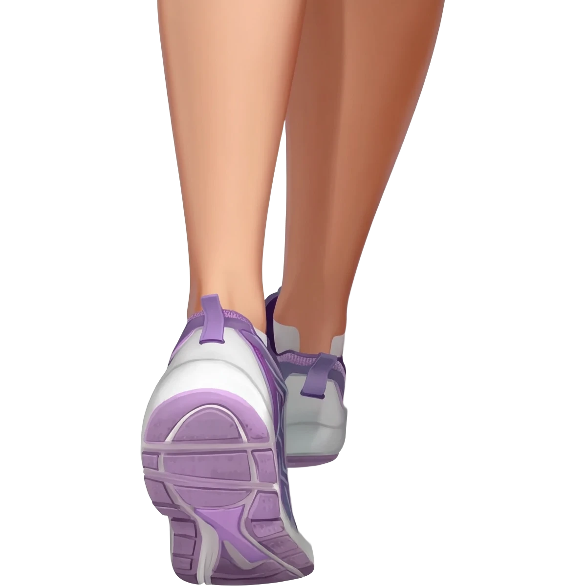 angle from females eyes perspective down at girl with fitness shoes walking / taking steps emoji