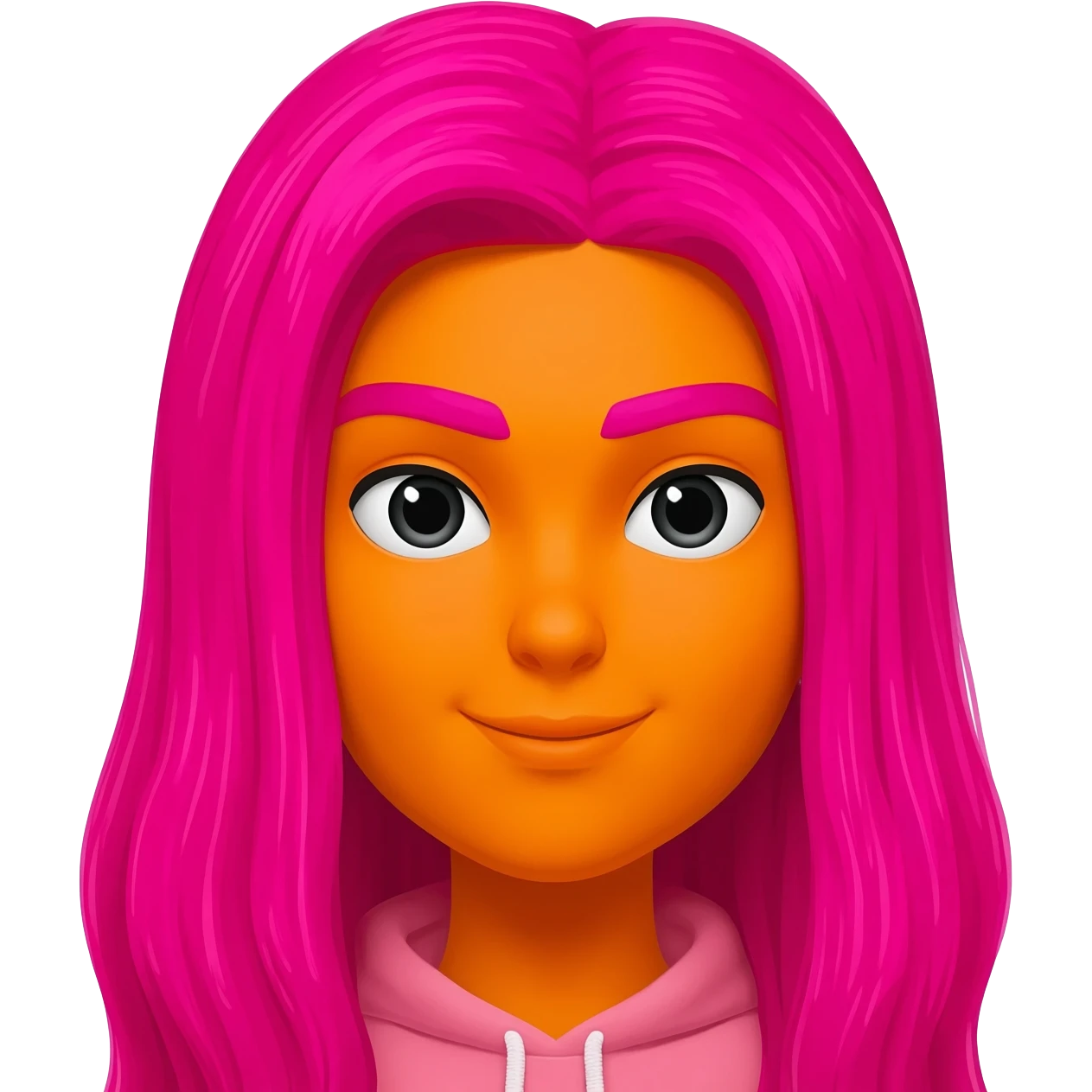 Pink hair orange face pink eyebrows emoji