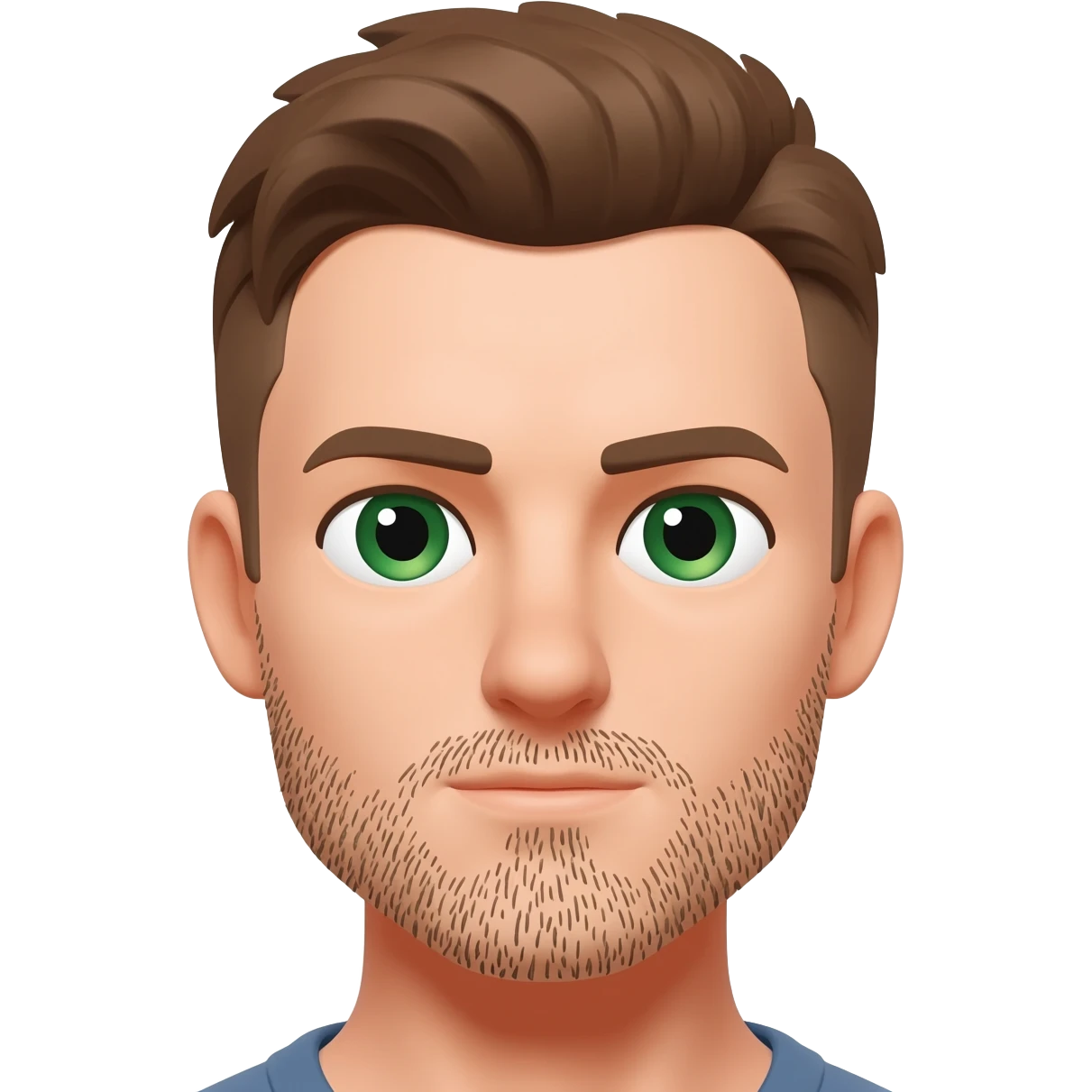 man stubble brown hair green eyes emoji