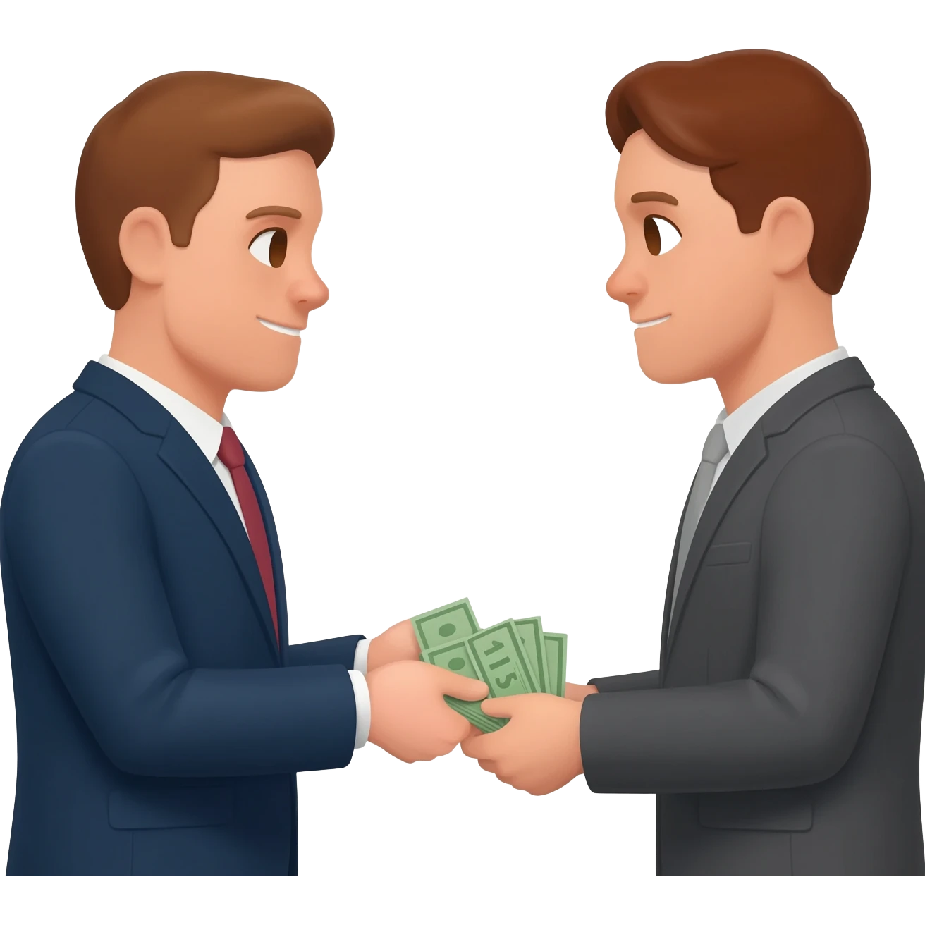 Intercambio de dinero entre dos hombres uno es un hombre de emoji