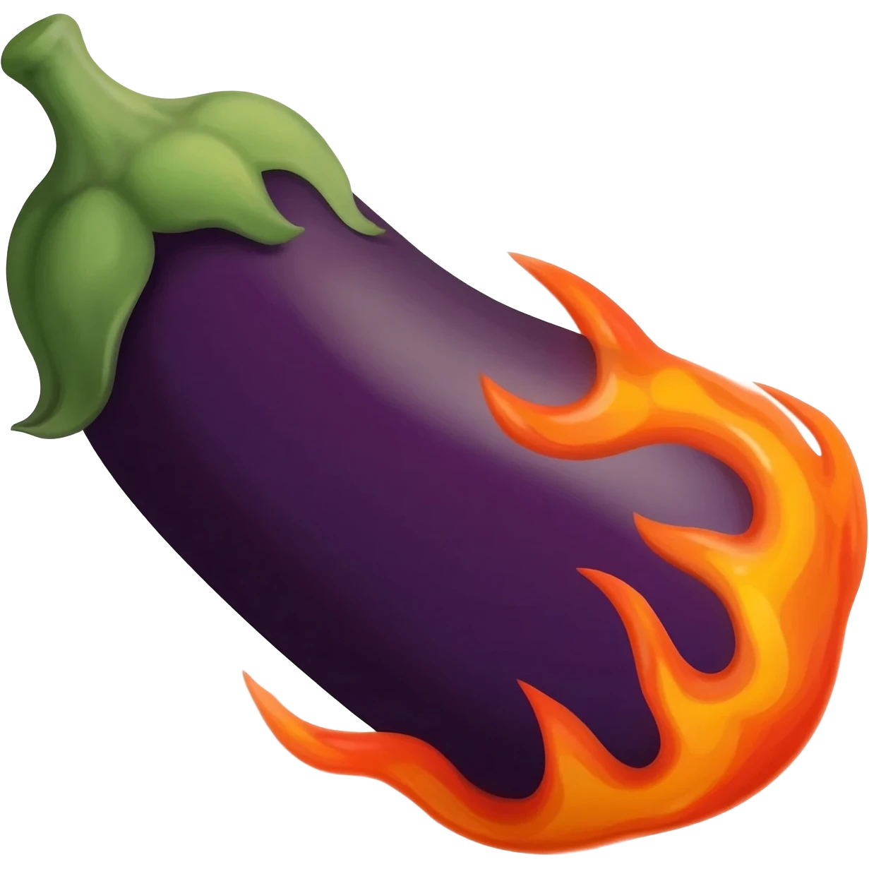 Create eggplant that is on fire emoji