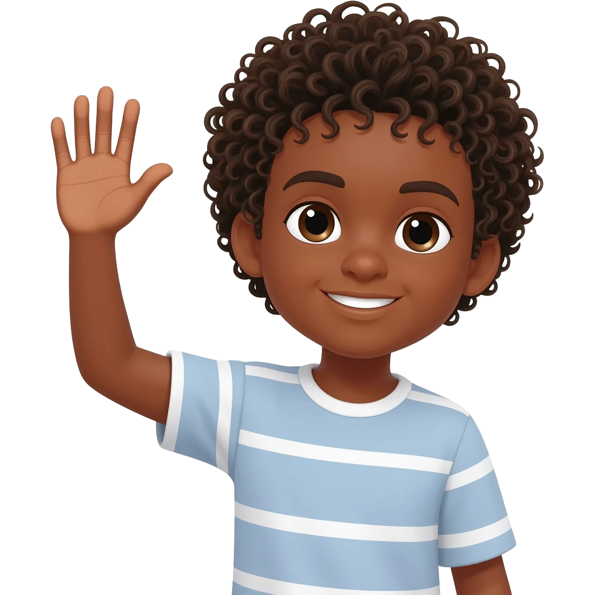 reaching black boy waving curly hair emoji