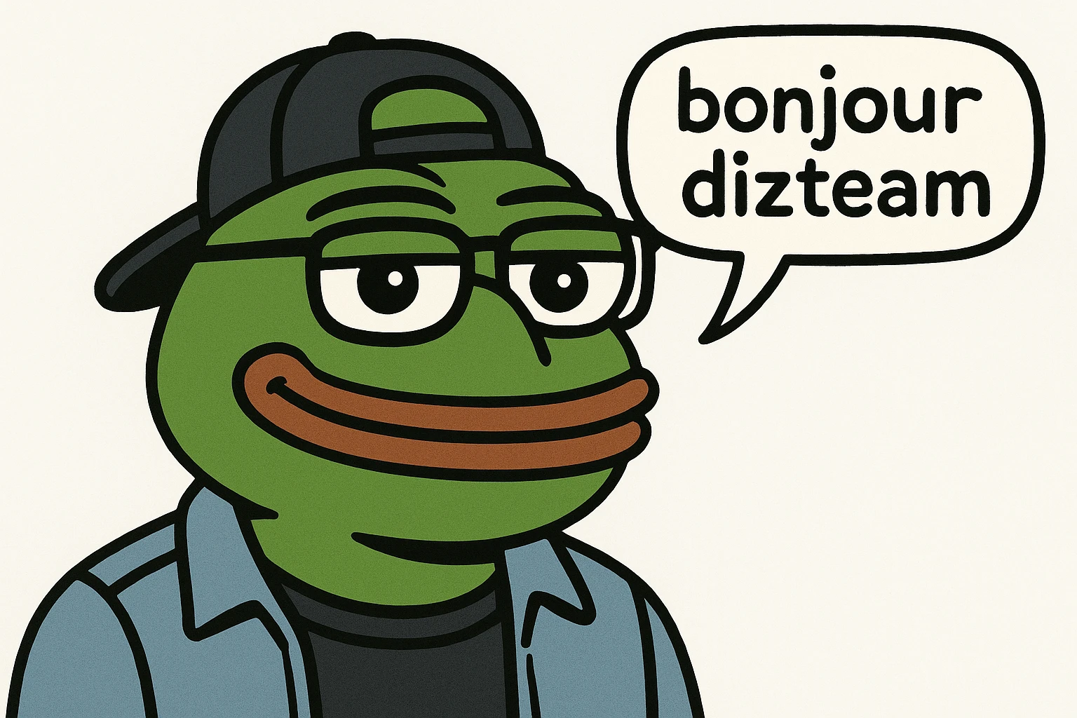 mister v ( youtubers humoriste francais )  qui dit " bonjour dizteam ( avec une bulle de bd )  emoji