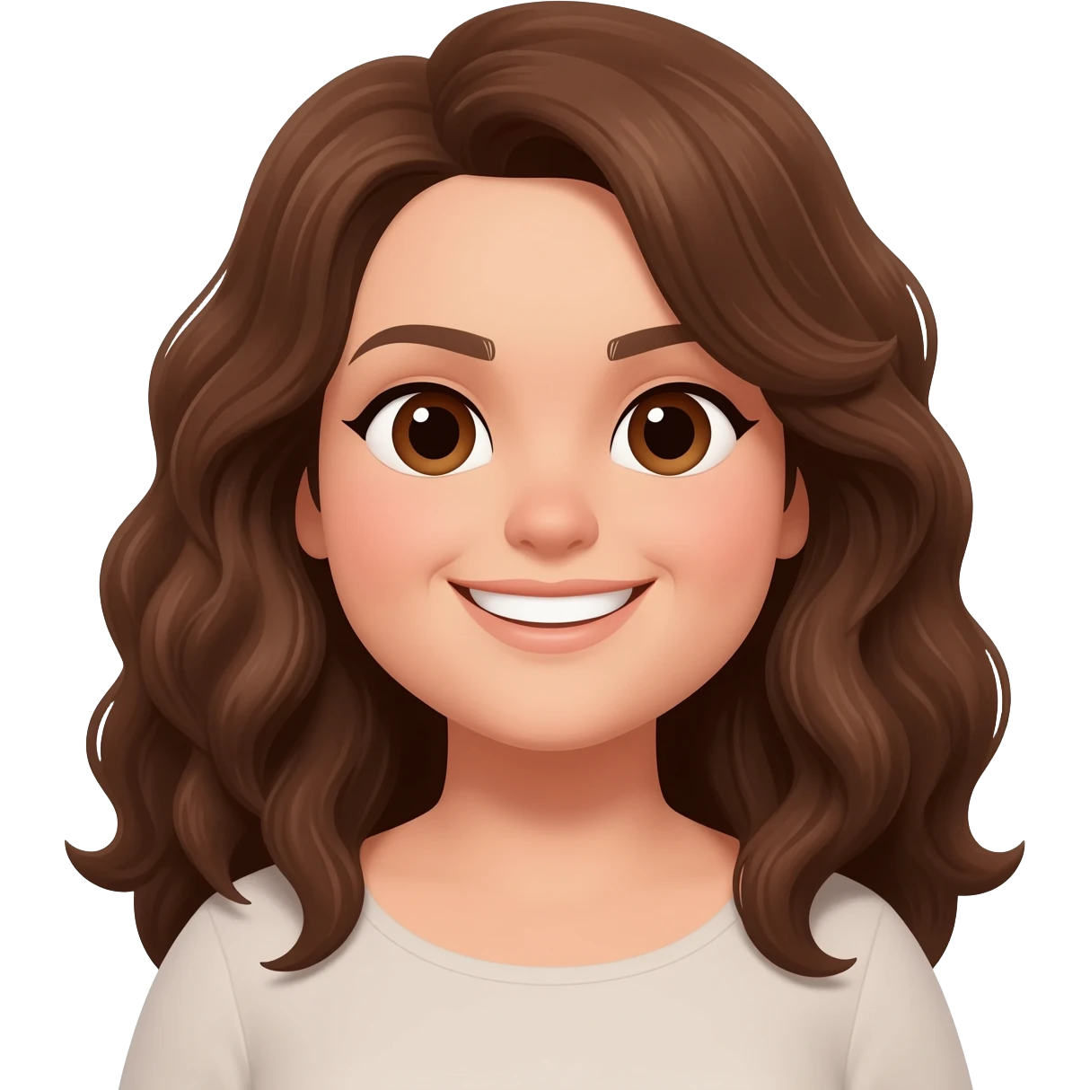 Plus size women  brown eyes ,brown wavey hair emoji