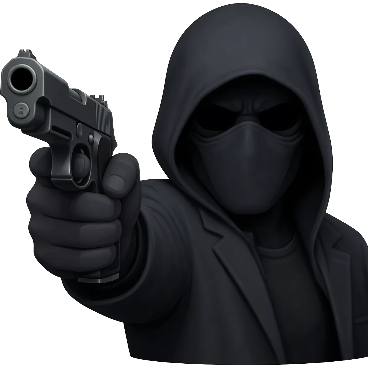 Mysterious person pointing a gun emoji