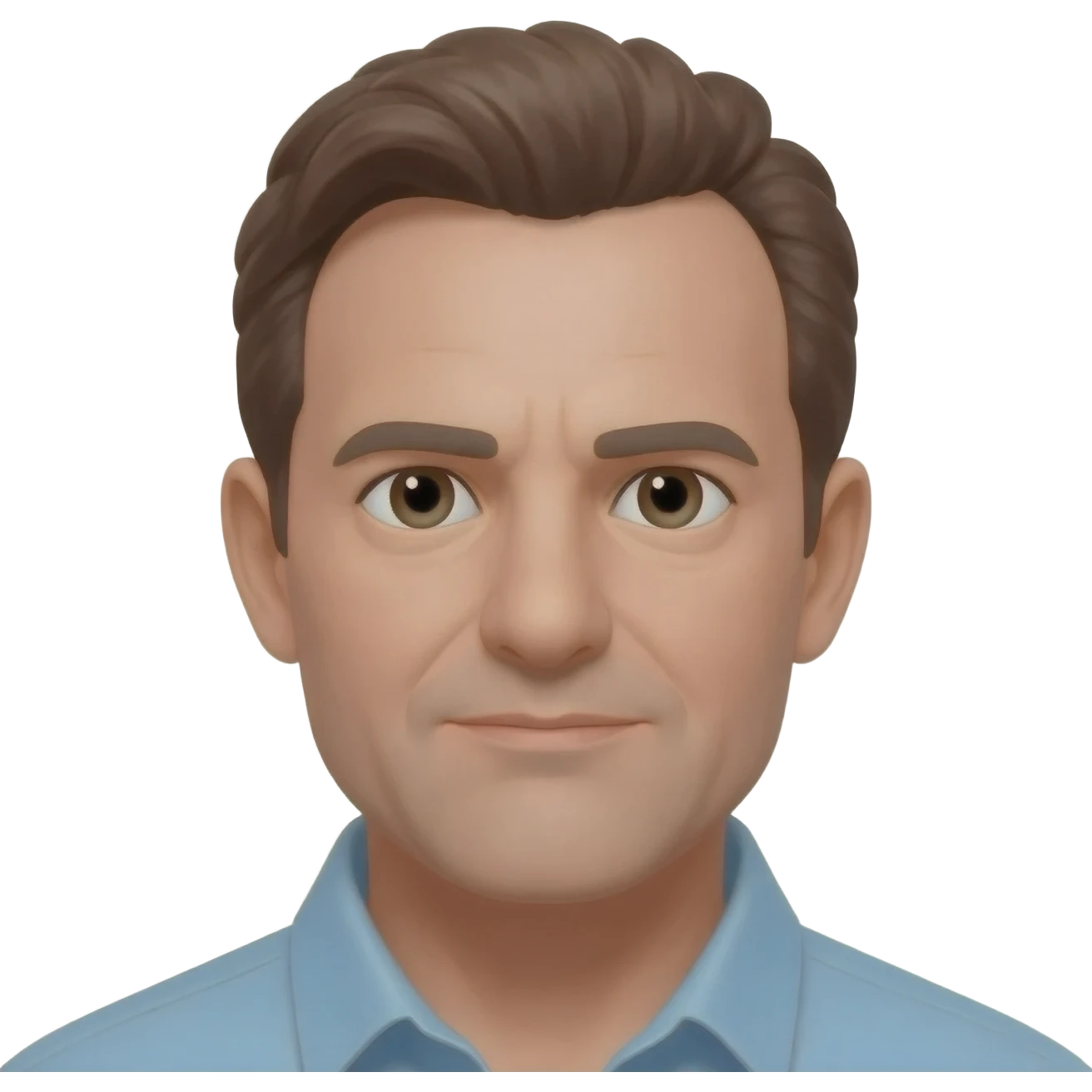 White man with brown hair in his 40’s balding and no mustache or facial. emoji