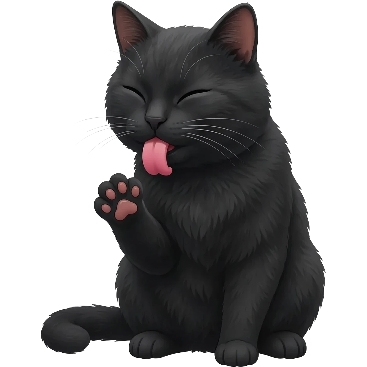 A black and white cat licks its paw emoji