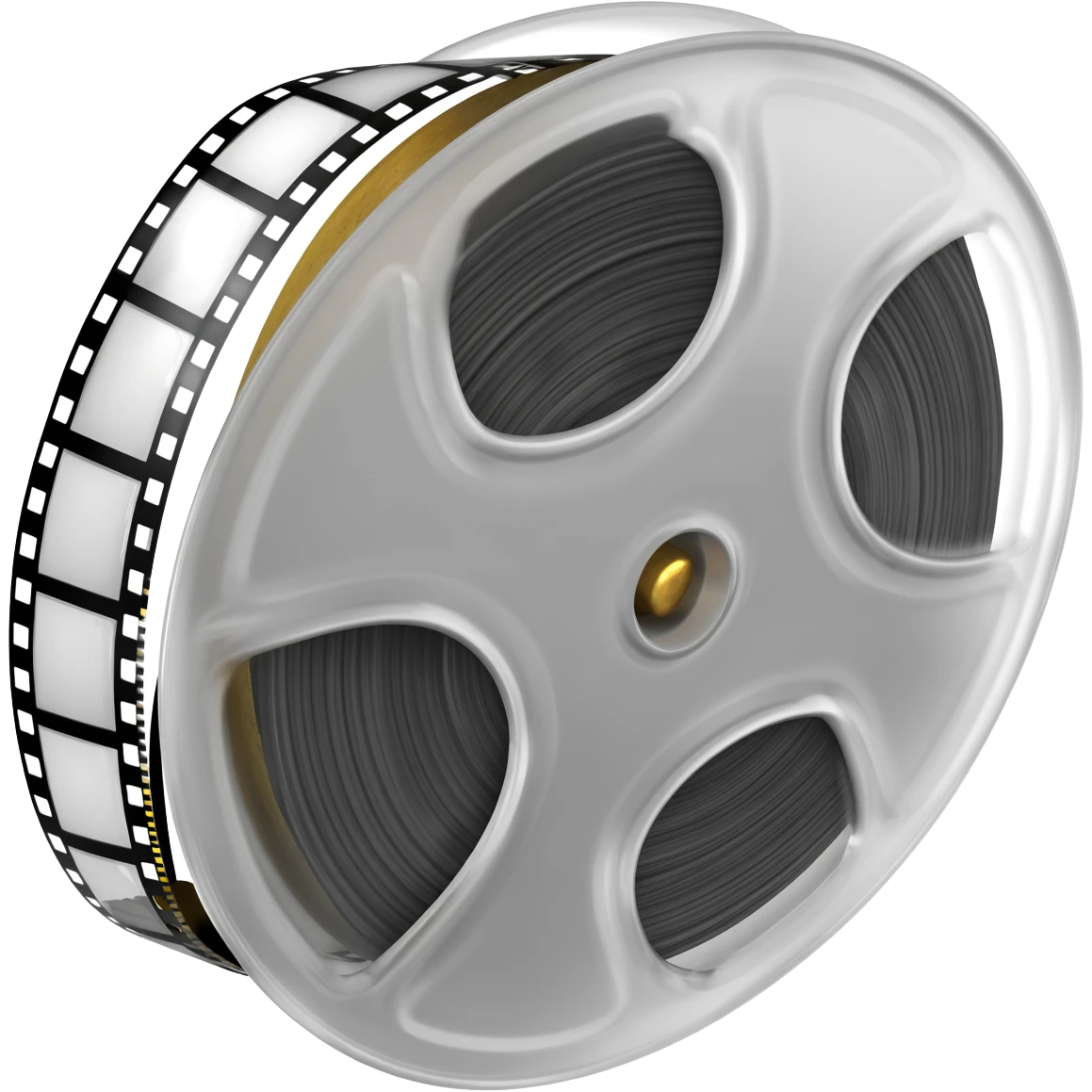 35mm movie film reel with a snippet of film sticking emoji