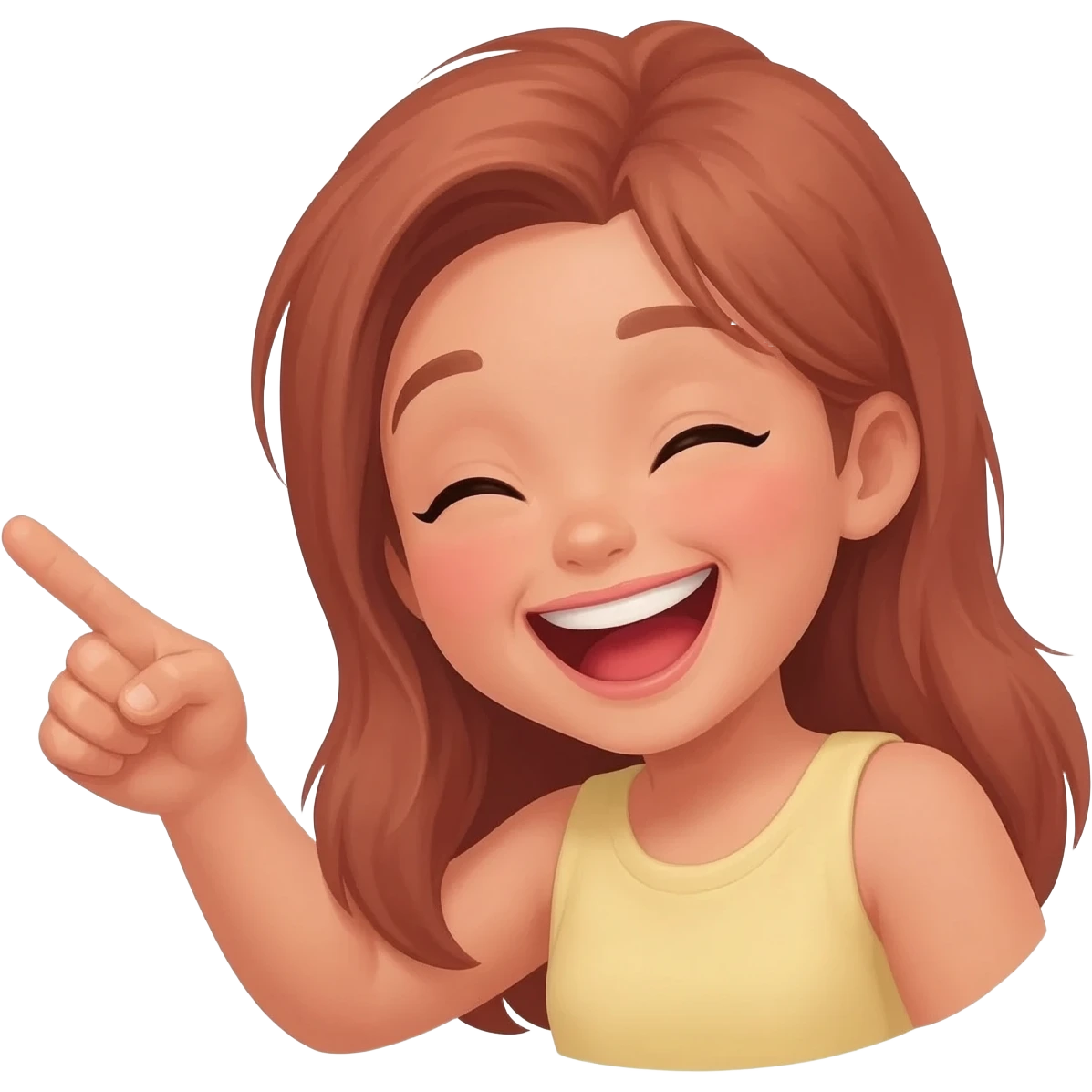 Chica riéndose a carcajadas y señalando emoji