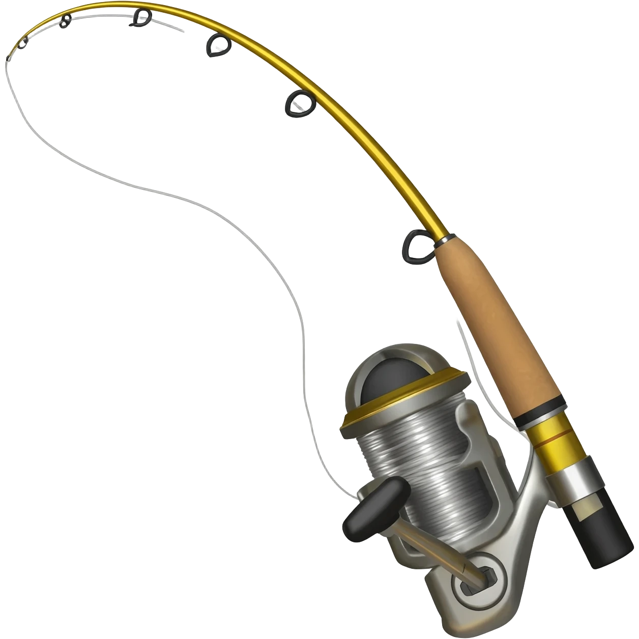 Simple Golden fishing rod with silver fishing line emoji