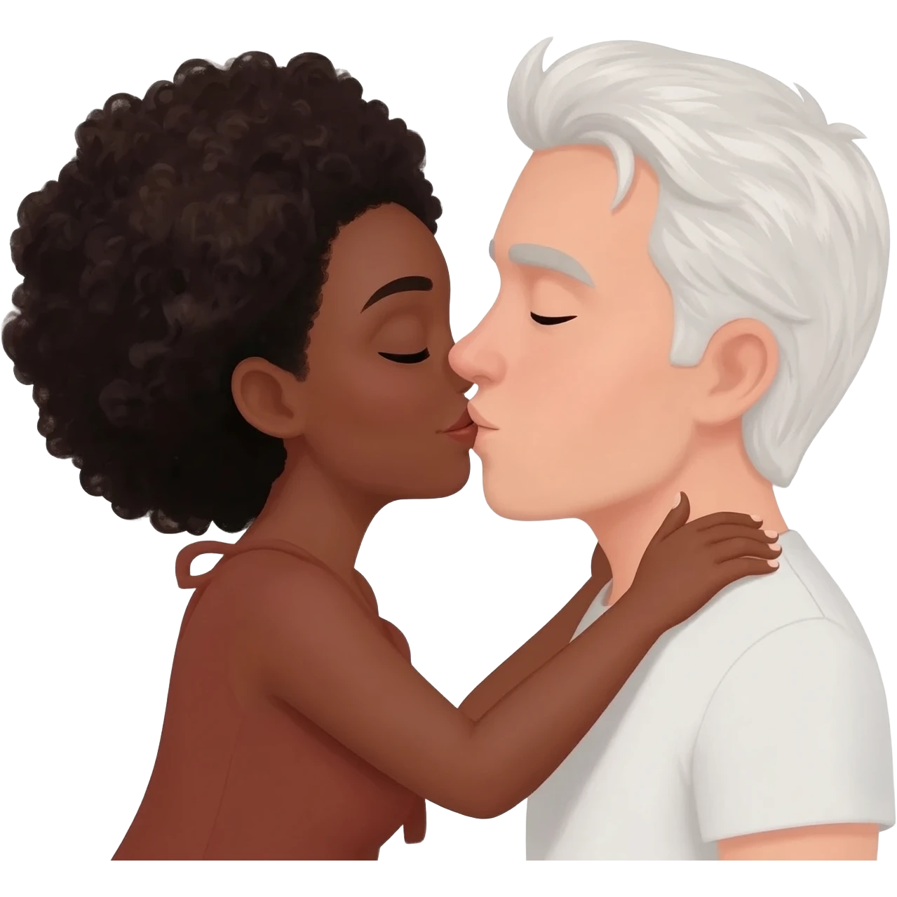 امراءة سوداء سوداء يقبلها رجل ابيض emoji