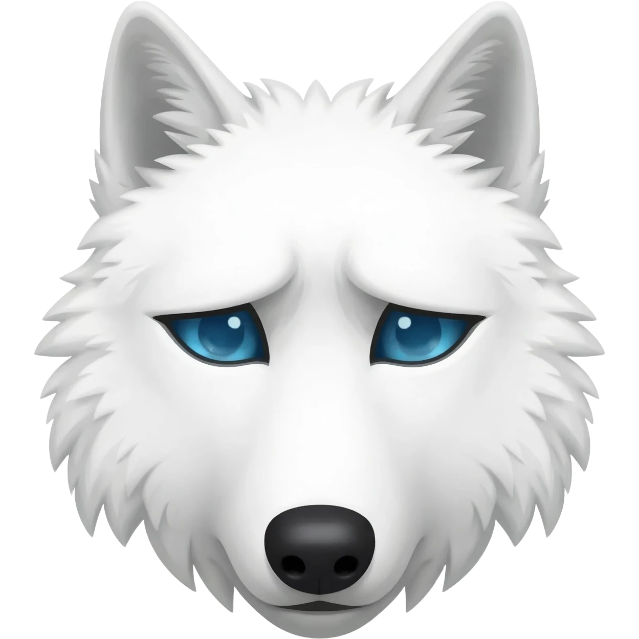 white wolf emoji with blue eyes and a sad expression emoji