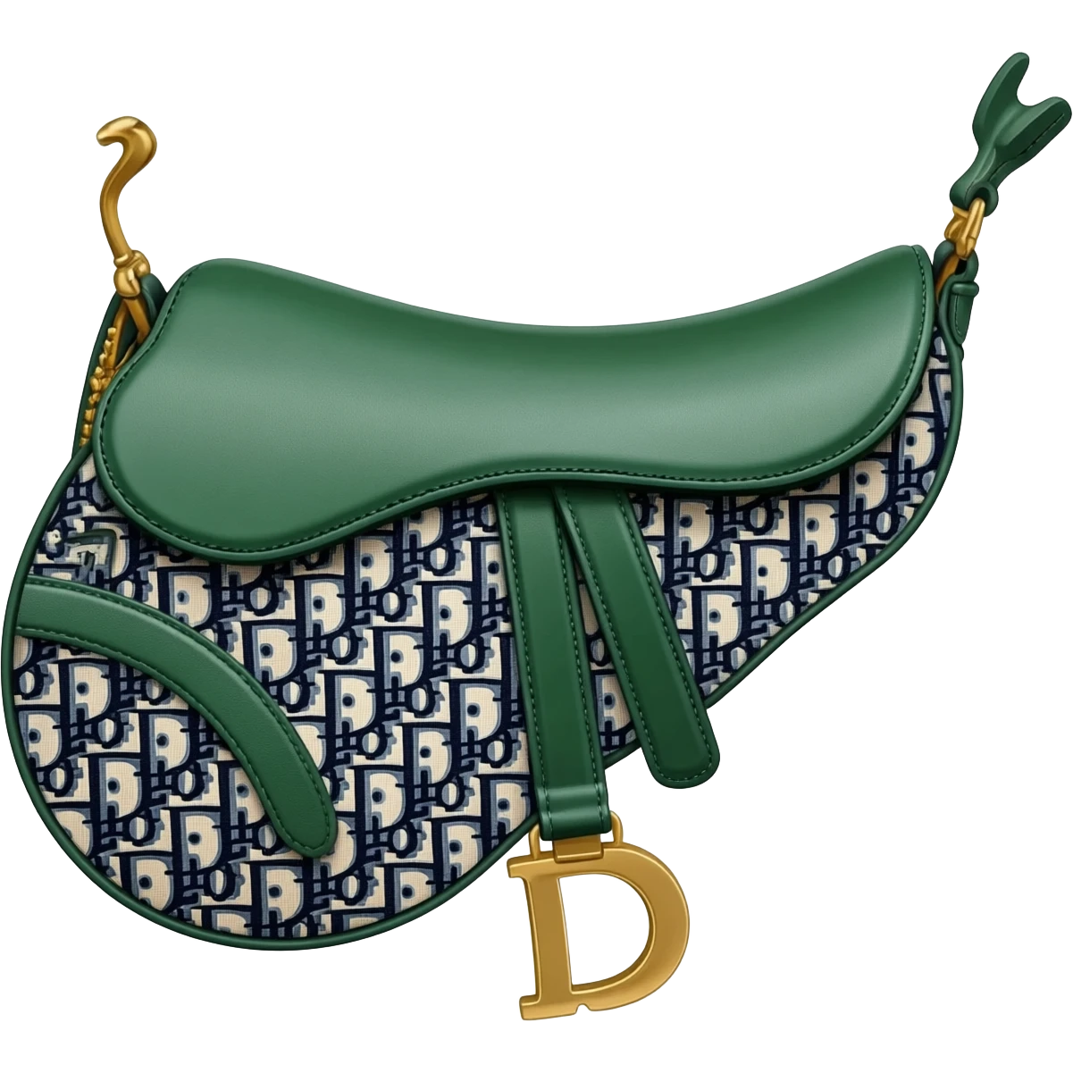 green dior print saddle bag emoji