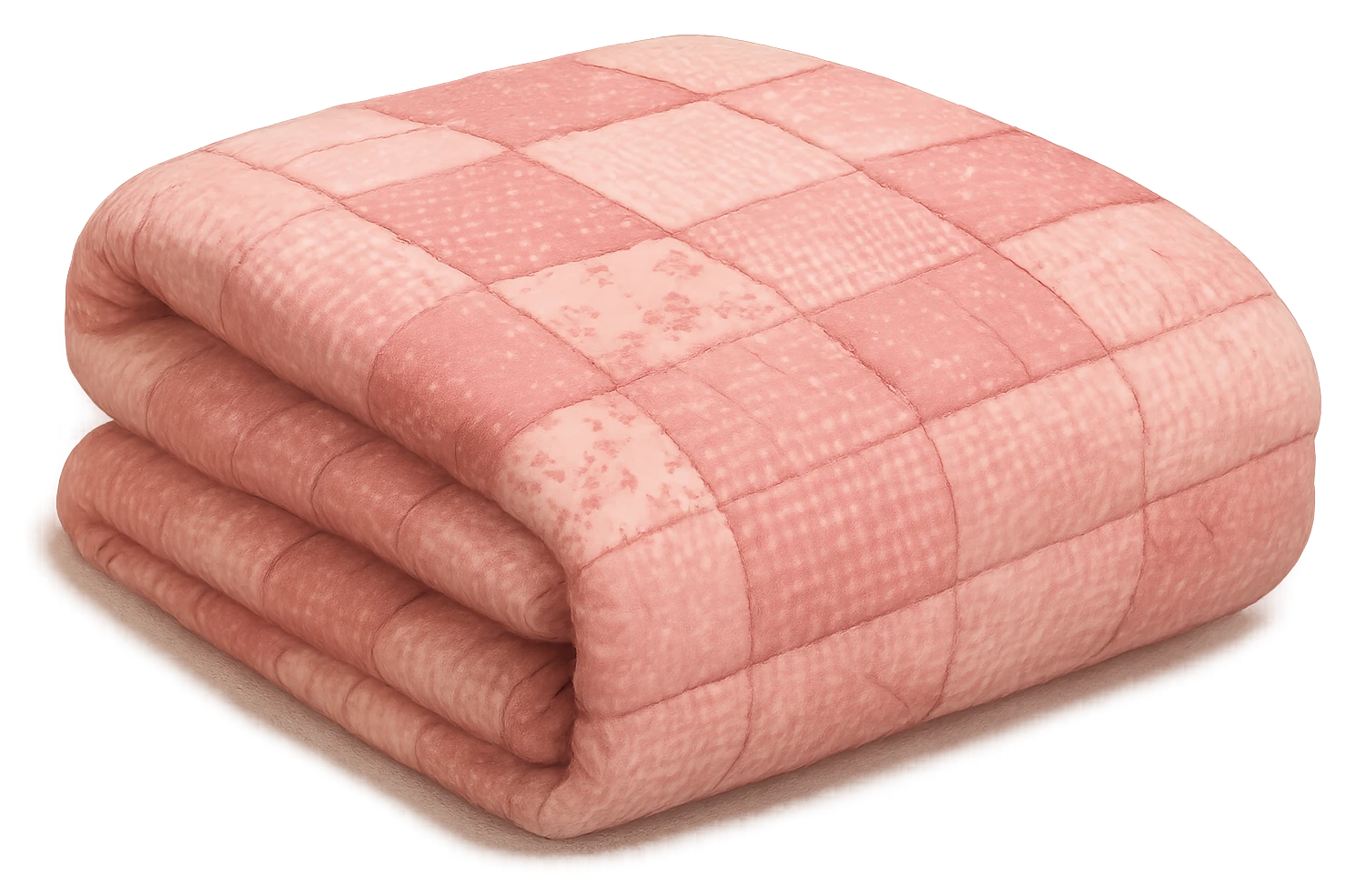 pink patchwork quilt folded, cozy emoji