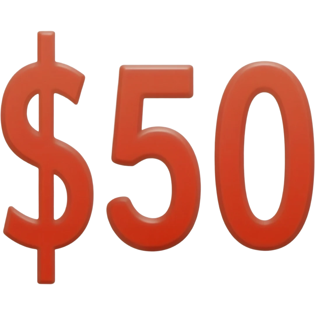 etiqueta de precio de 50 dolares emoji