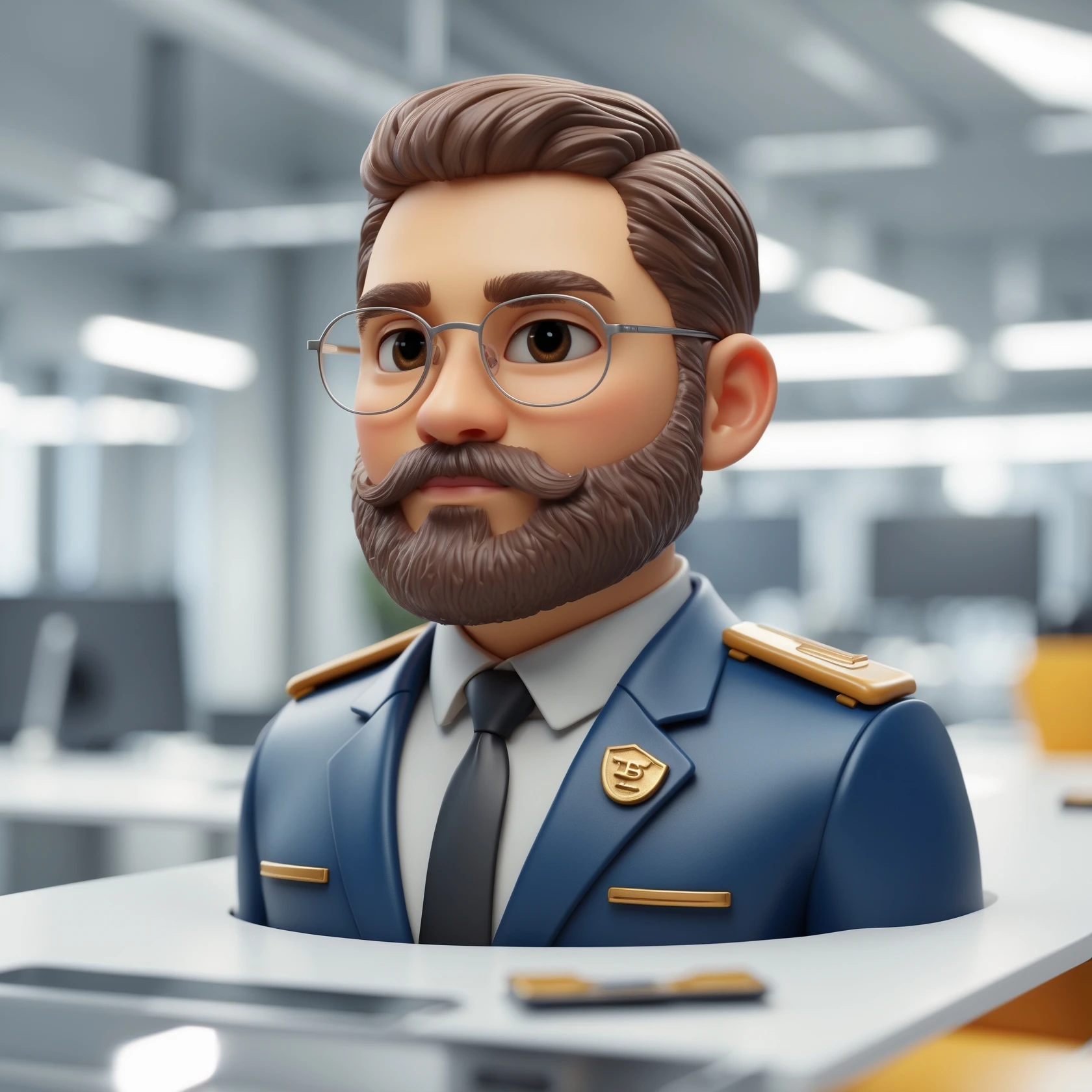 Create a realistic emoji character named Master Hunt. The background should be transparent , for positive work culture. emoji