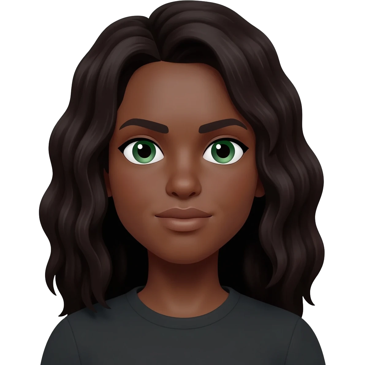 Qara uzun saçlı yeşil gözlü akyaz emoji