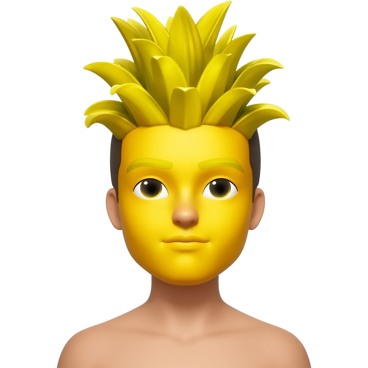 Yellow typical emoji with pineapple hair emoji