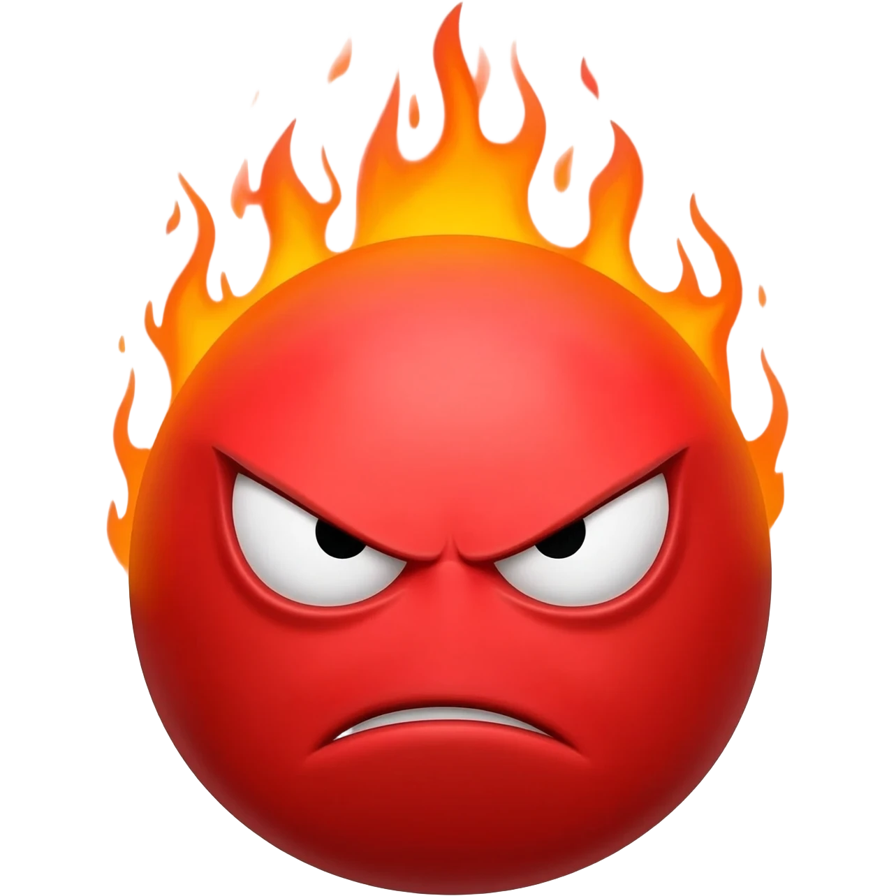 an angry red emoji with white eyes and flames around it. emoji