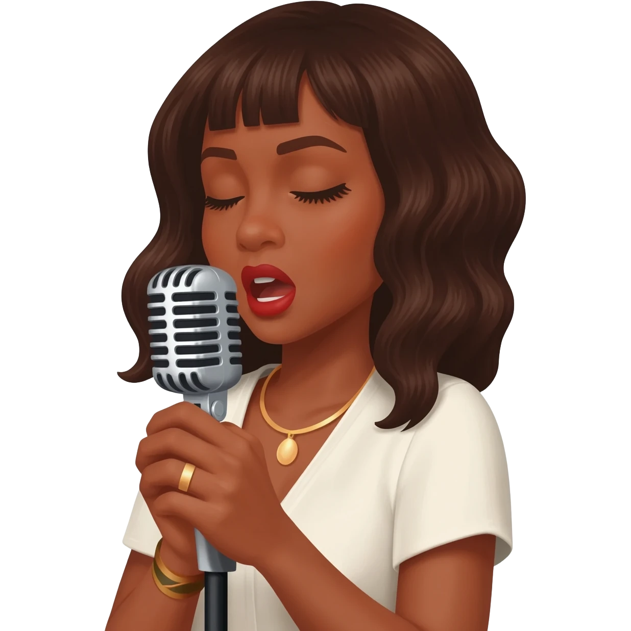 Gonemili Grace chante avec un micro en main emoji