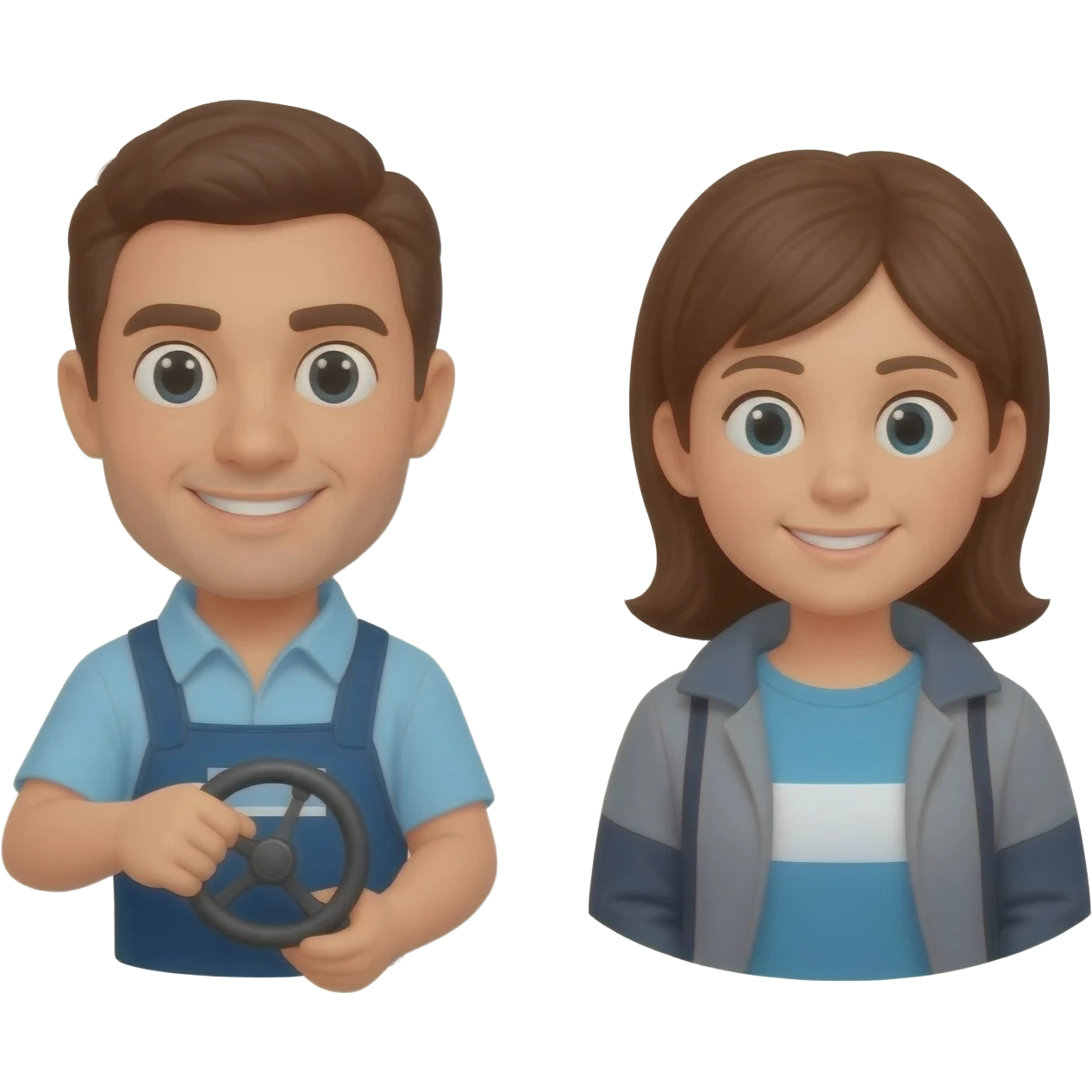 a driving instructor and learner driver emoji