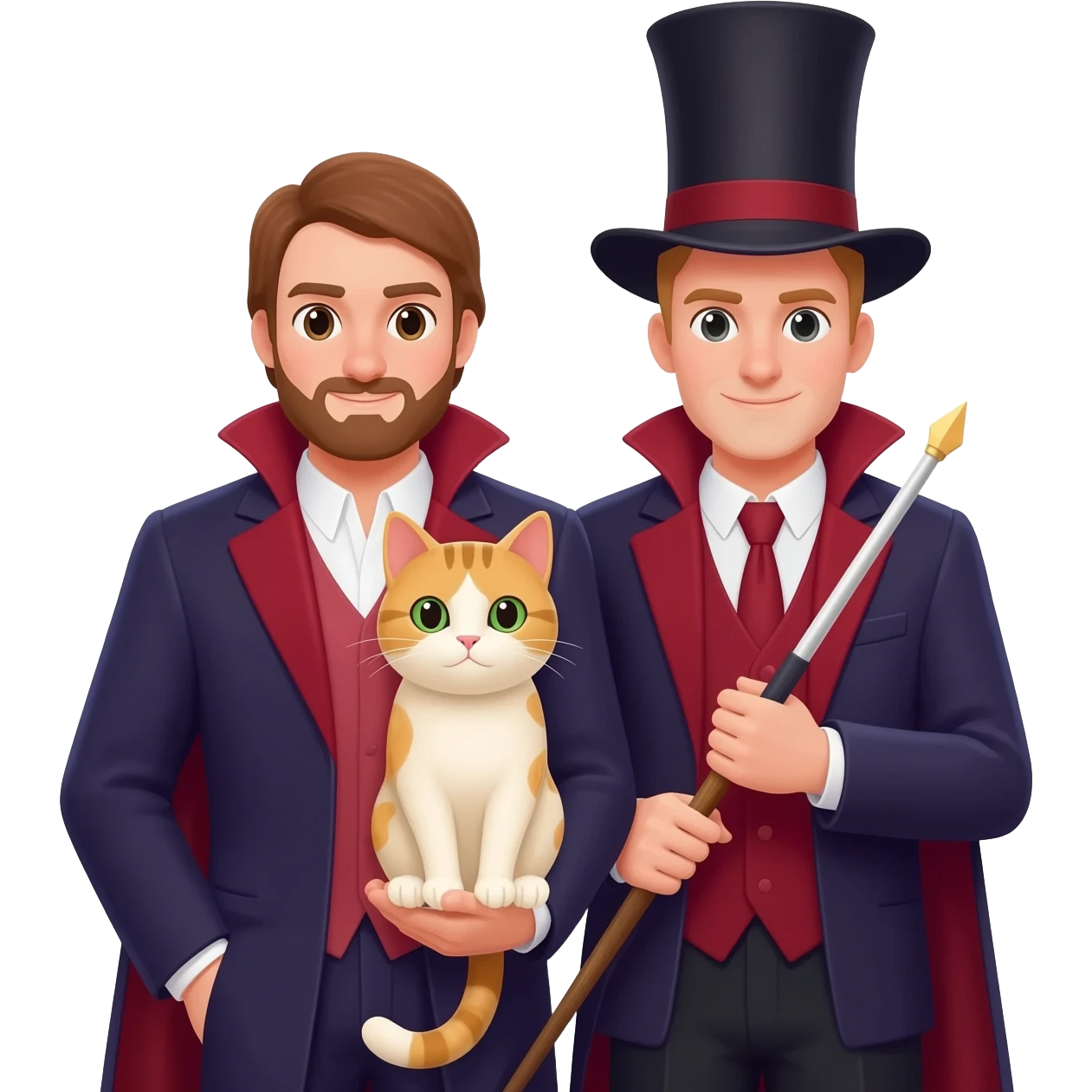 magician couple and their pet cat emoji