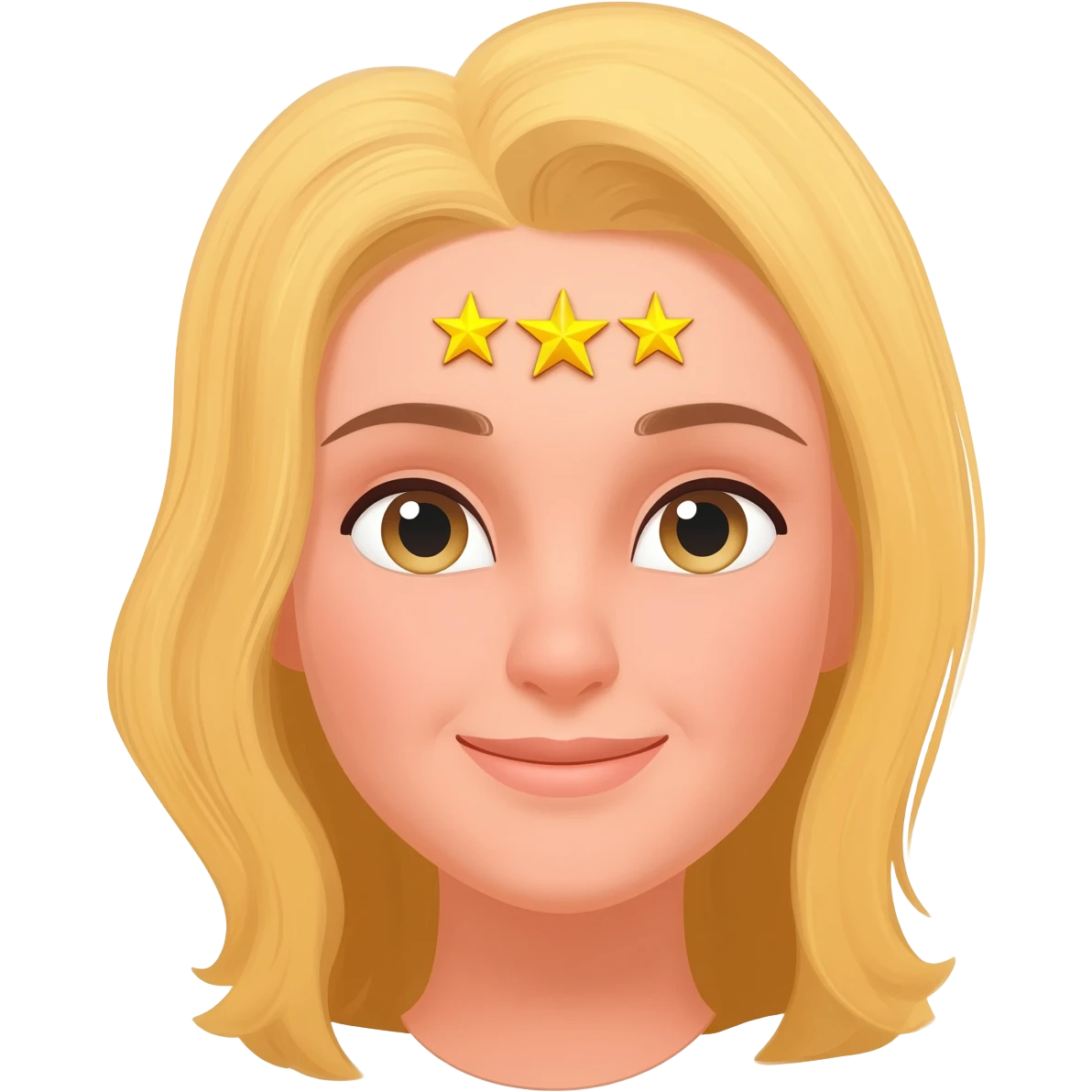 a blonde woman with a five star at forehead emoji