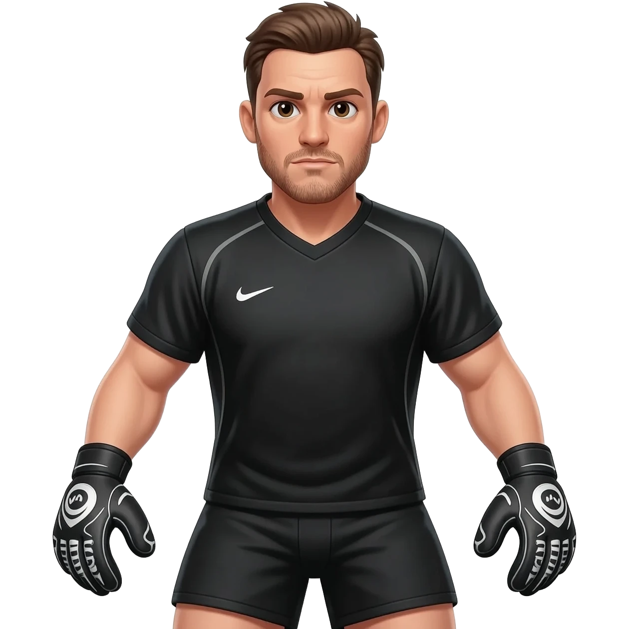 make a football goalkeeper emoji (man in a black football kit) please emoji