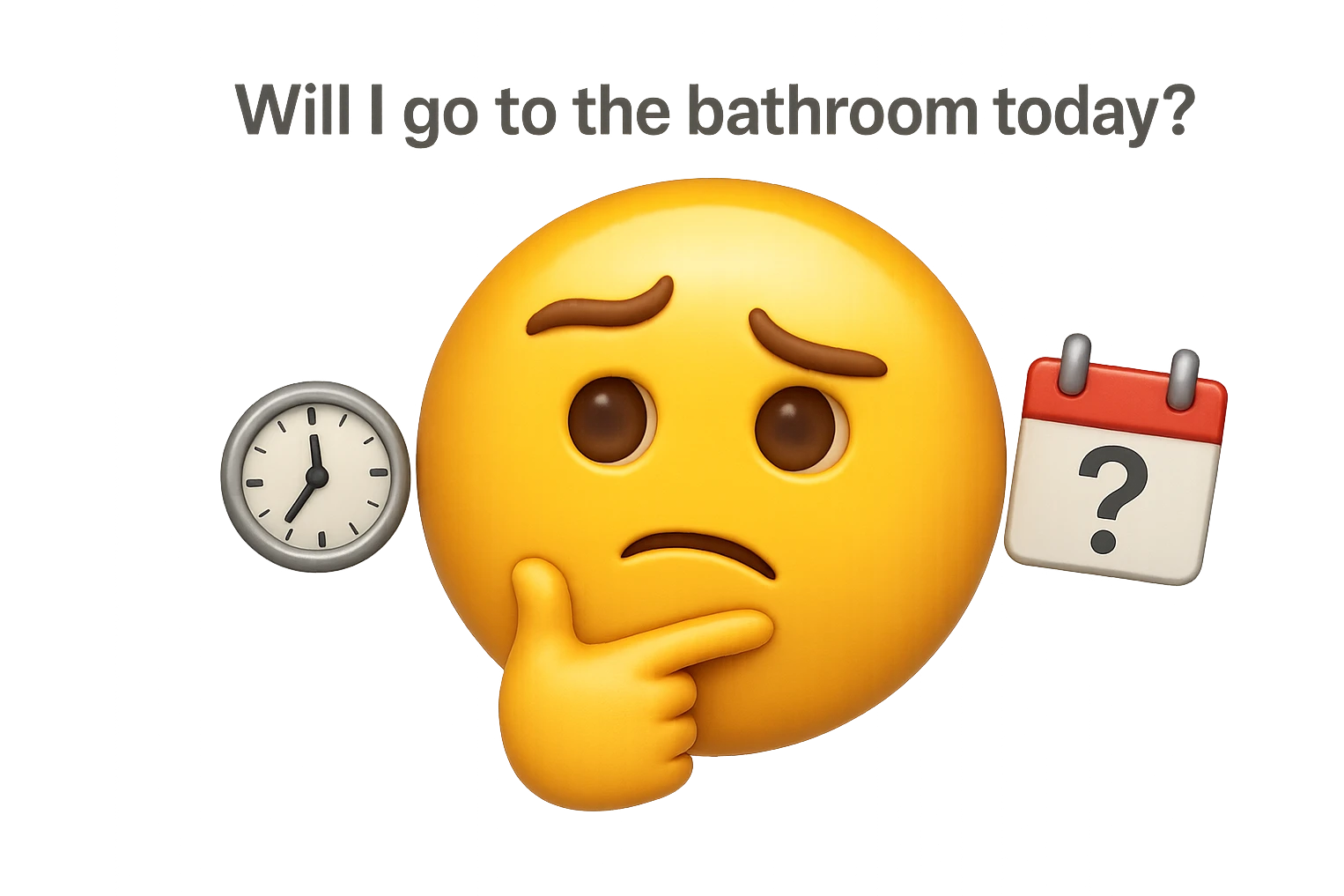 emoji stile iphone che riguarda l'argomento "stipsi/andrò al bagno oggi?", iperrealistico 4k emoji