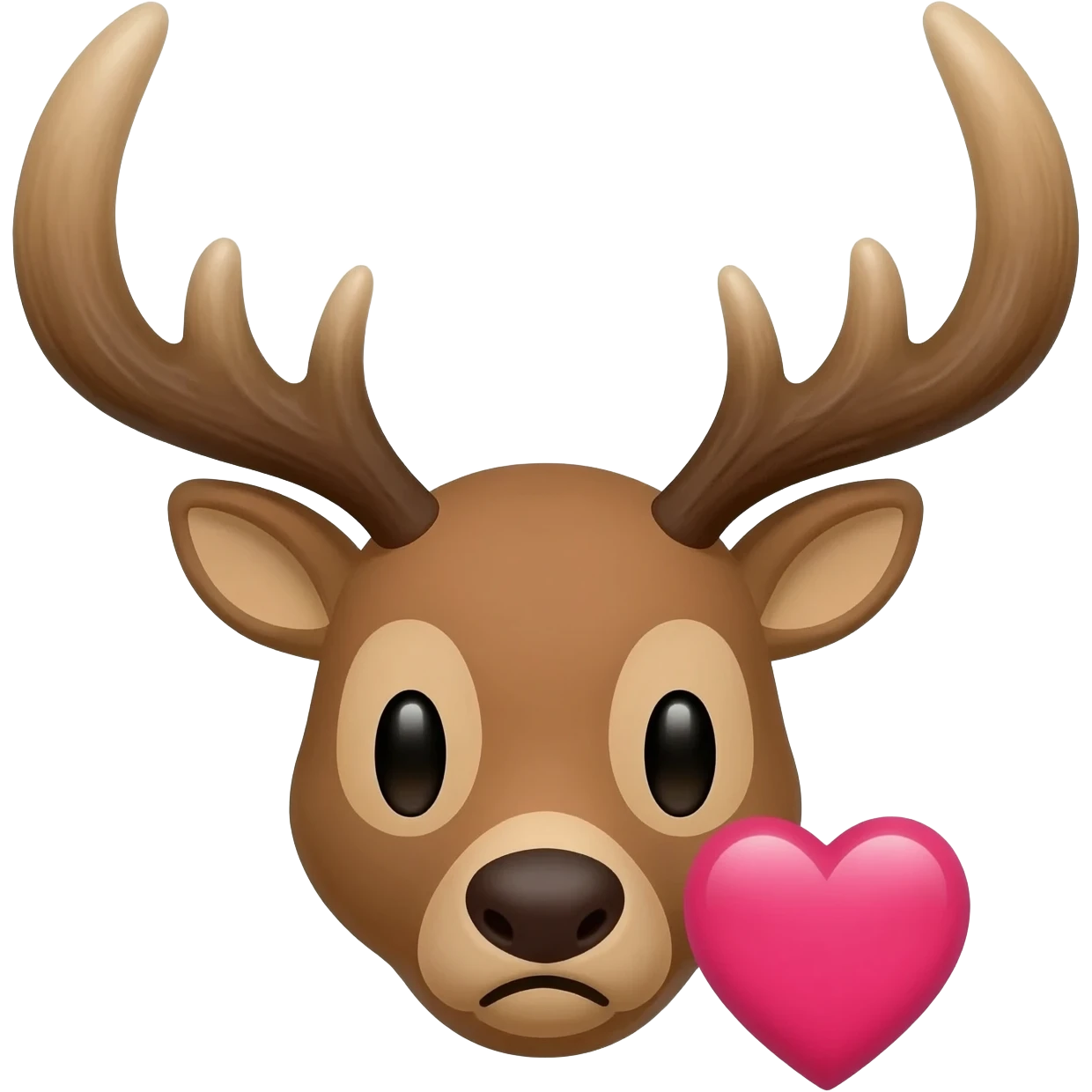 Elchgesicht mit großen Hörnern und mit einem großen Herzen neben dran emoji