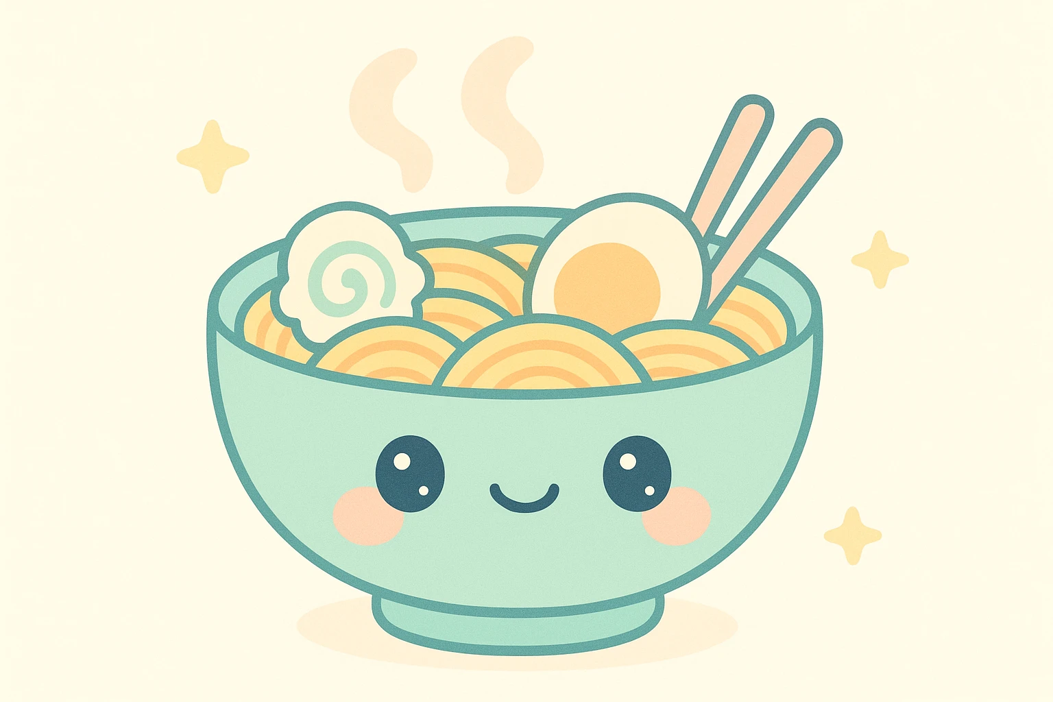 anime style ramen bowl, steam, vibrant colors emoji