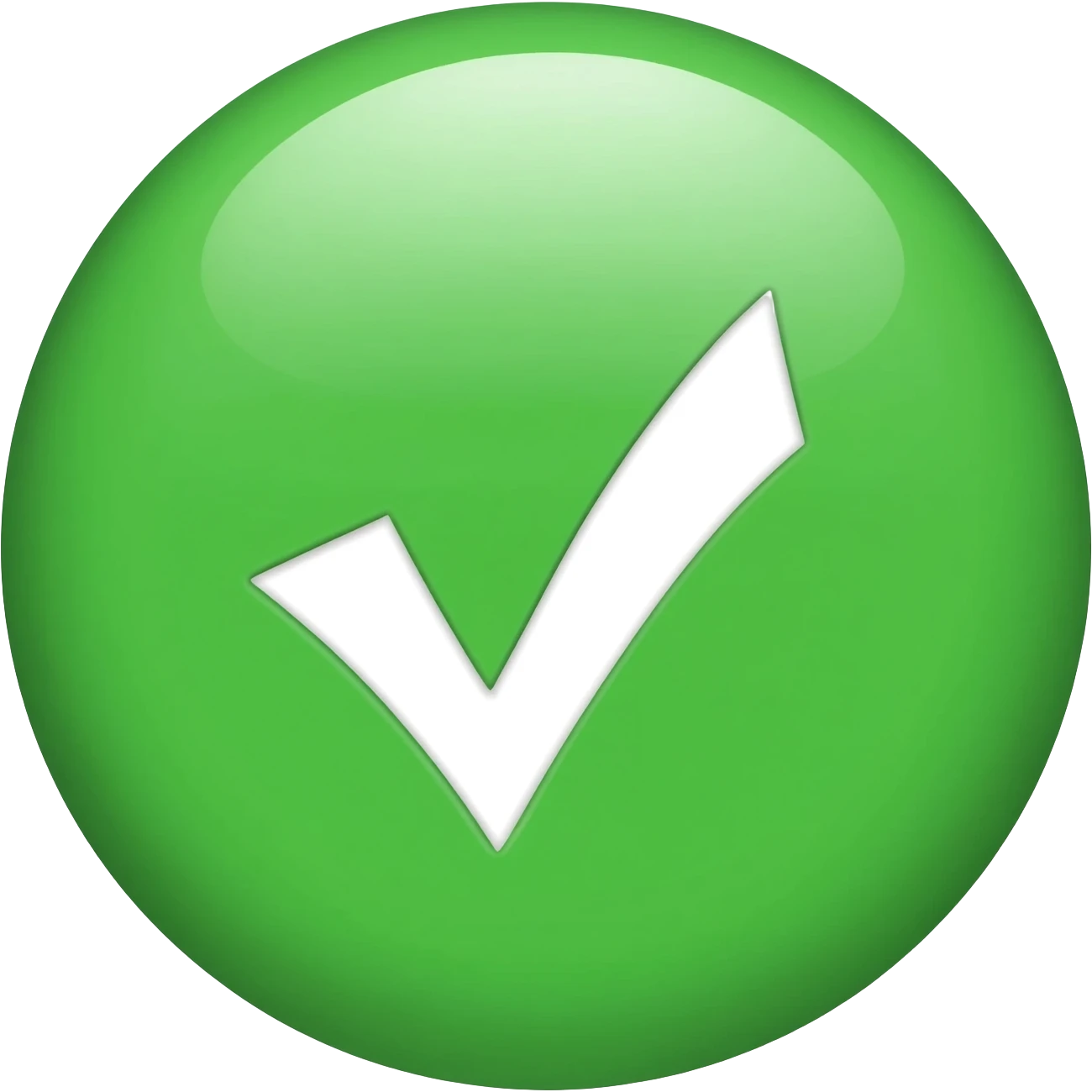 apple style emoji, a white tick in a green circle emoji