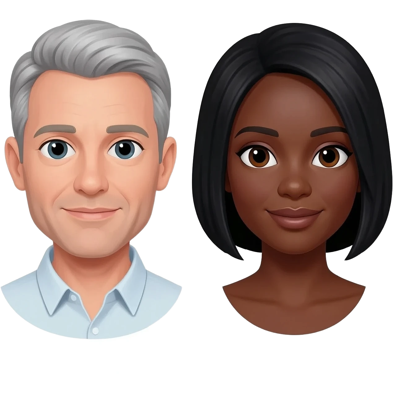 White guy with gray hair with beautiful black woman emoji