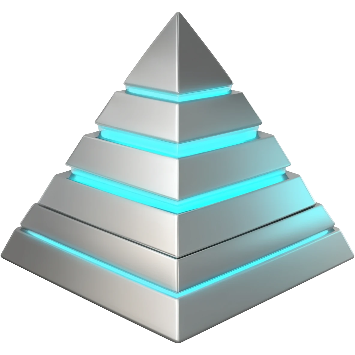 White metallic and cyan-glowing, futuristic pyramid  emoji