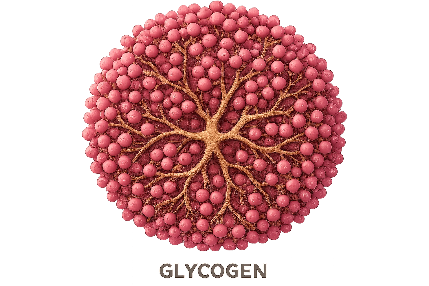 scientific realistic illustration of glycogen, molecular structure or granule, isolated on transparent background, aspect ratio 2:3 emoji