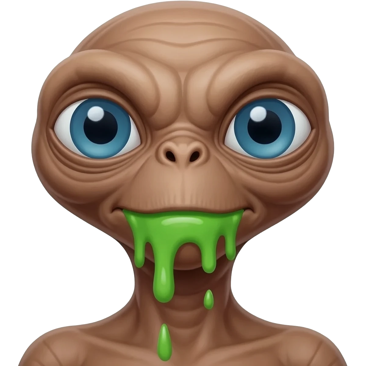 E.T. The Extra-Terrestrial from the movie puking green liquid emoji