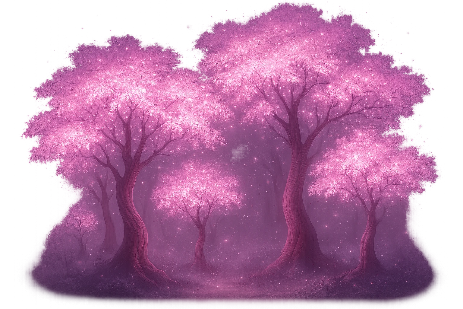 pink enchanted forest with glowing trees emoji