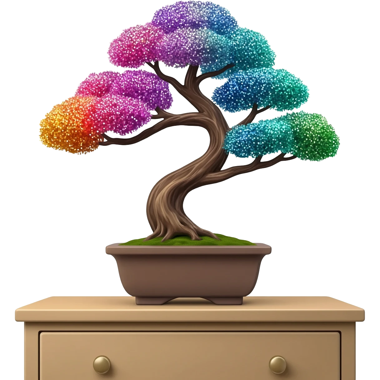  Colorful Shiny sparkly glittery beautiful elegant pretty precious divine Japanese bonsai tree in a pot on a dresser beautiful aesthetic scenery  emoji