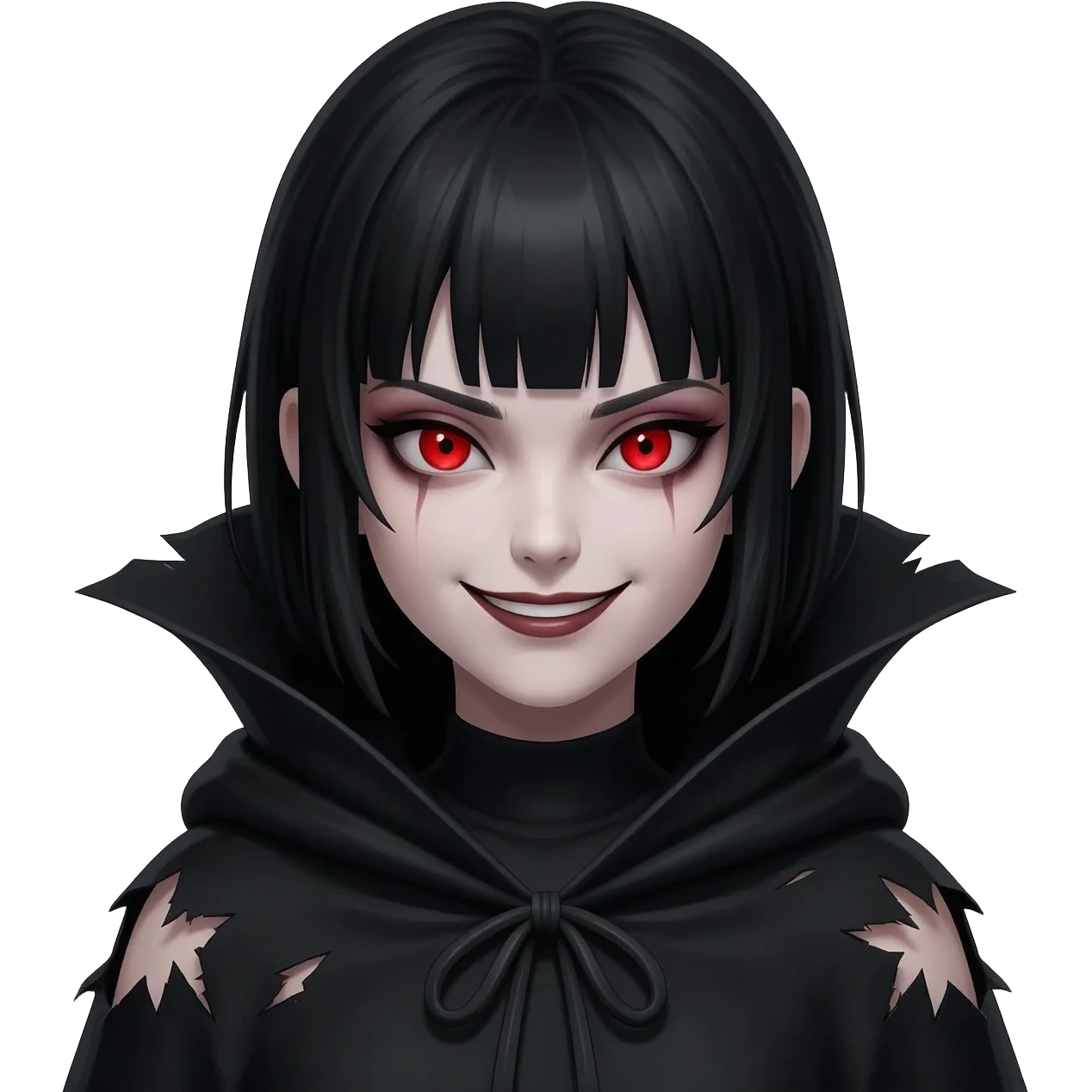 red evil girl black hair emoji