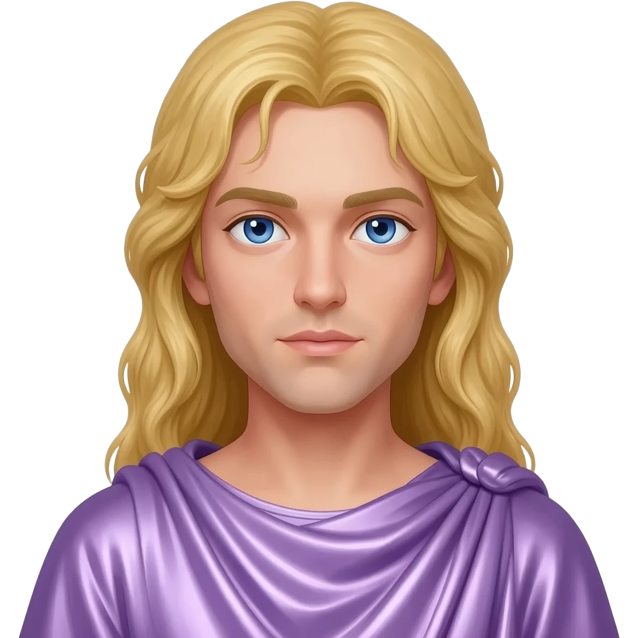 Jupiter from Roman Mythology with blue eyes, long blonde hair, lilac metallic toga emoji