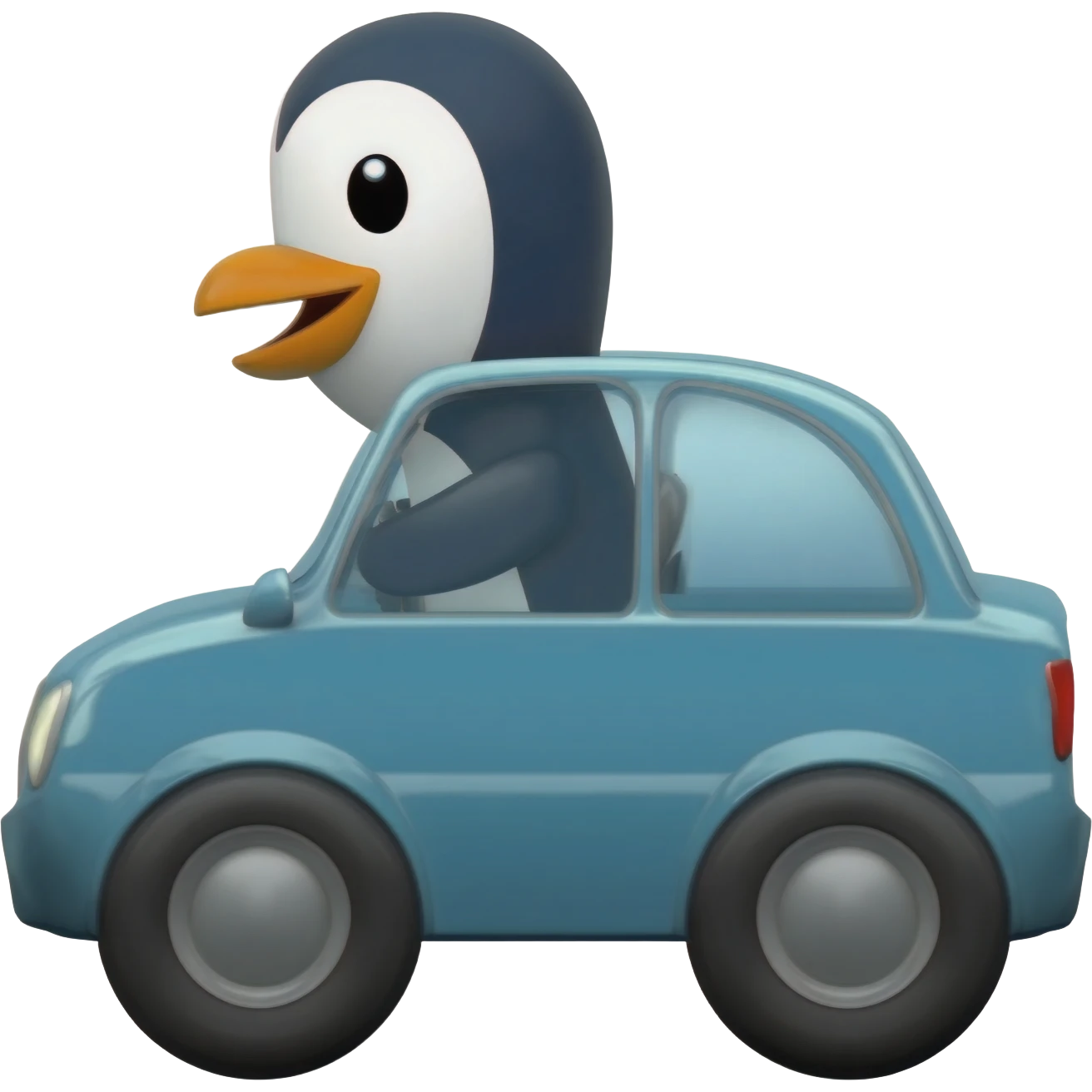 Penguin riding a car emoji