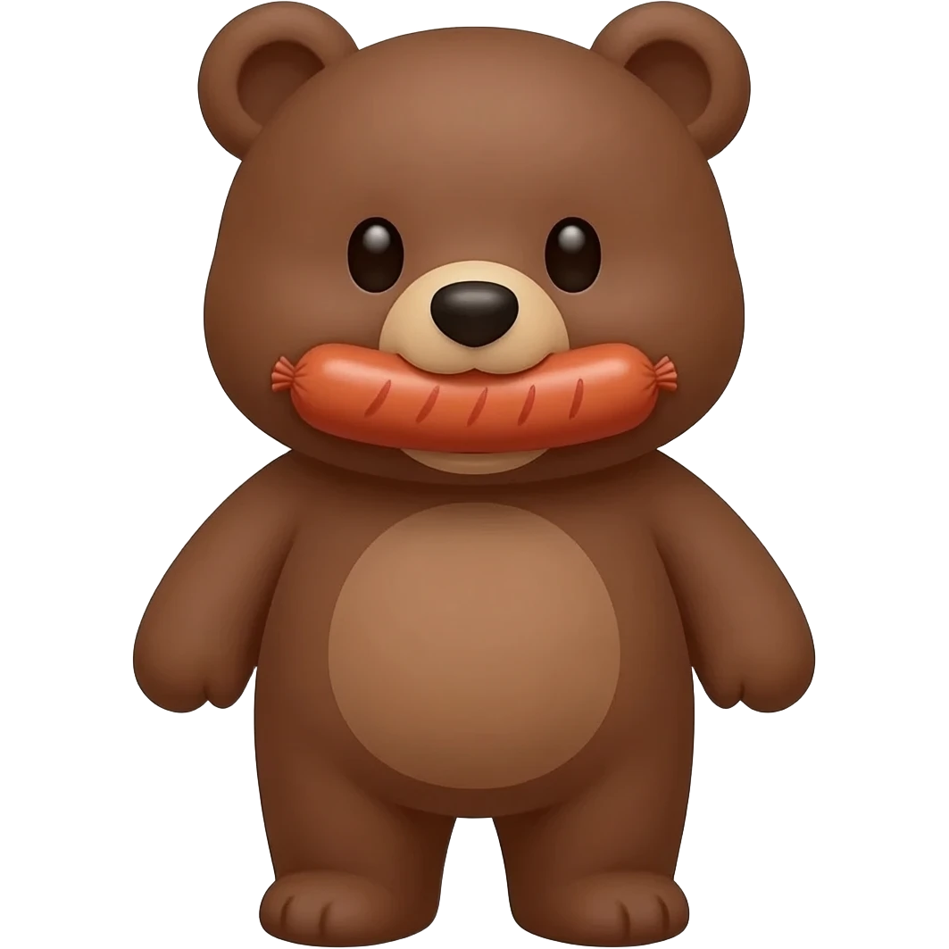 Cute Bear with one sausage in his mouthe emoji