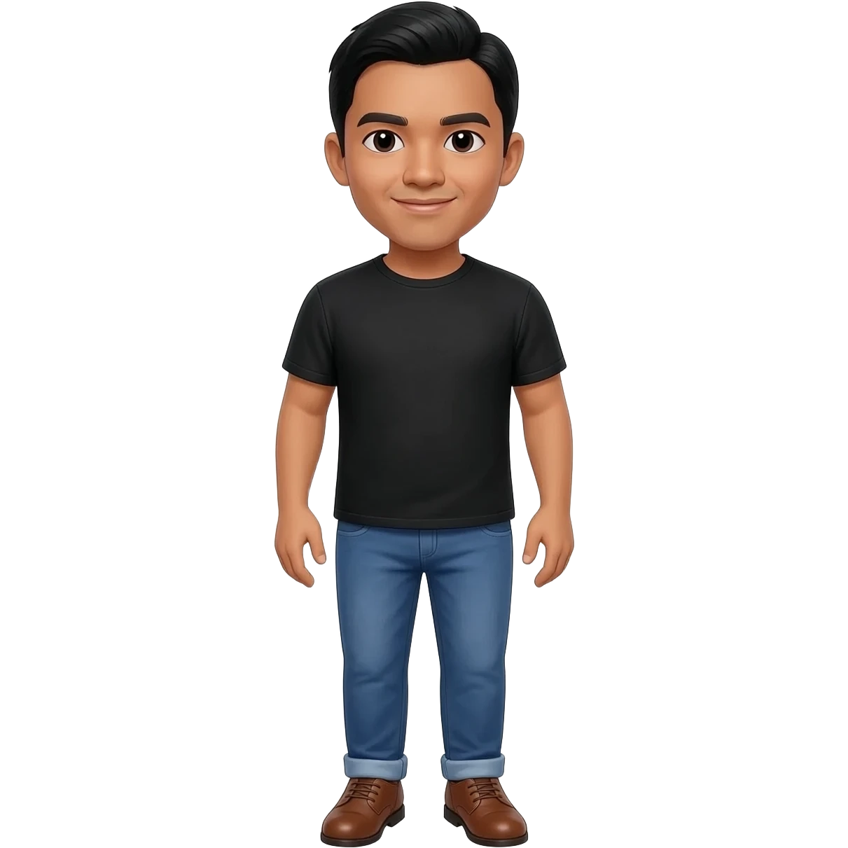 Filipino man black tshirt and denim blue pants and brown shoes  emoji